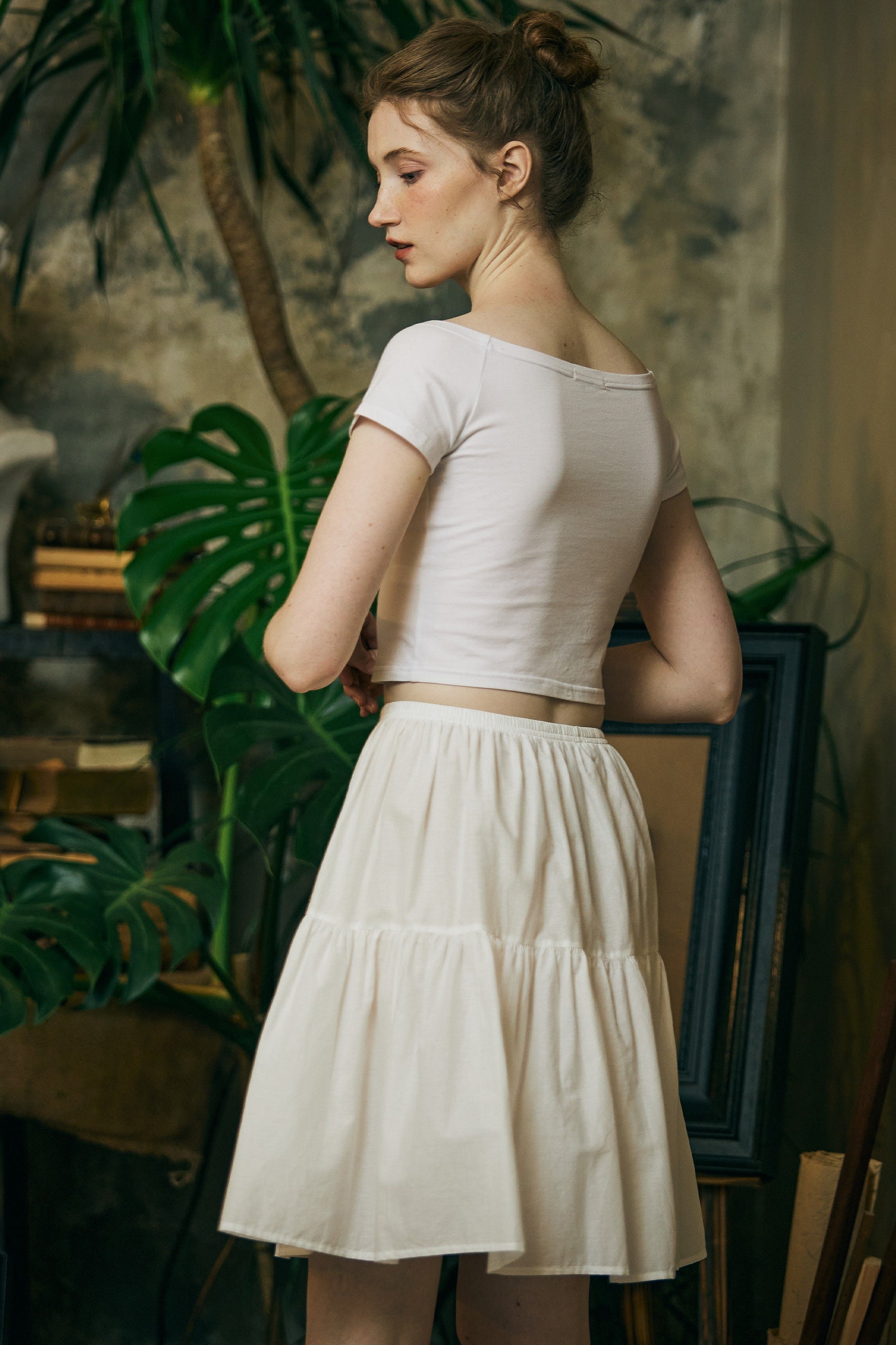 Petticoat 100% Cotton Underskirt Half Slip Unterrock Jupon Petticoat Skirt Extender Slip Ivory/White