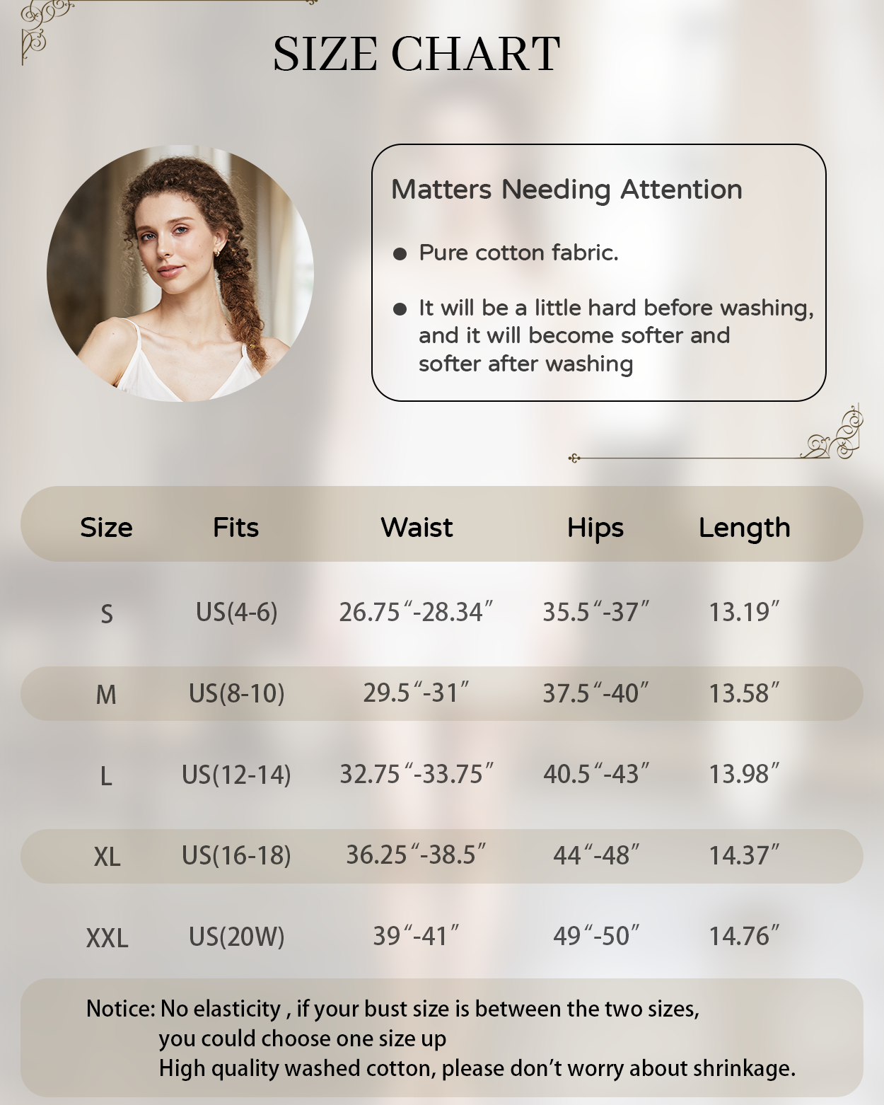 ivory striped cotton pajama shorts with loose fit design - size chart