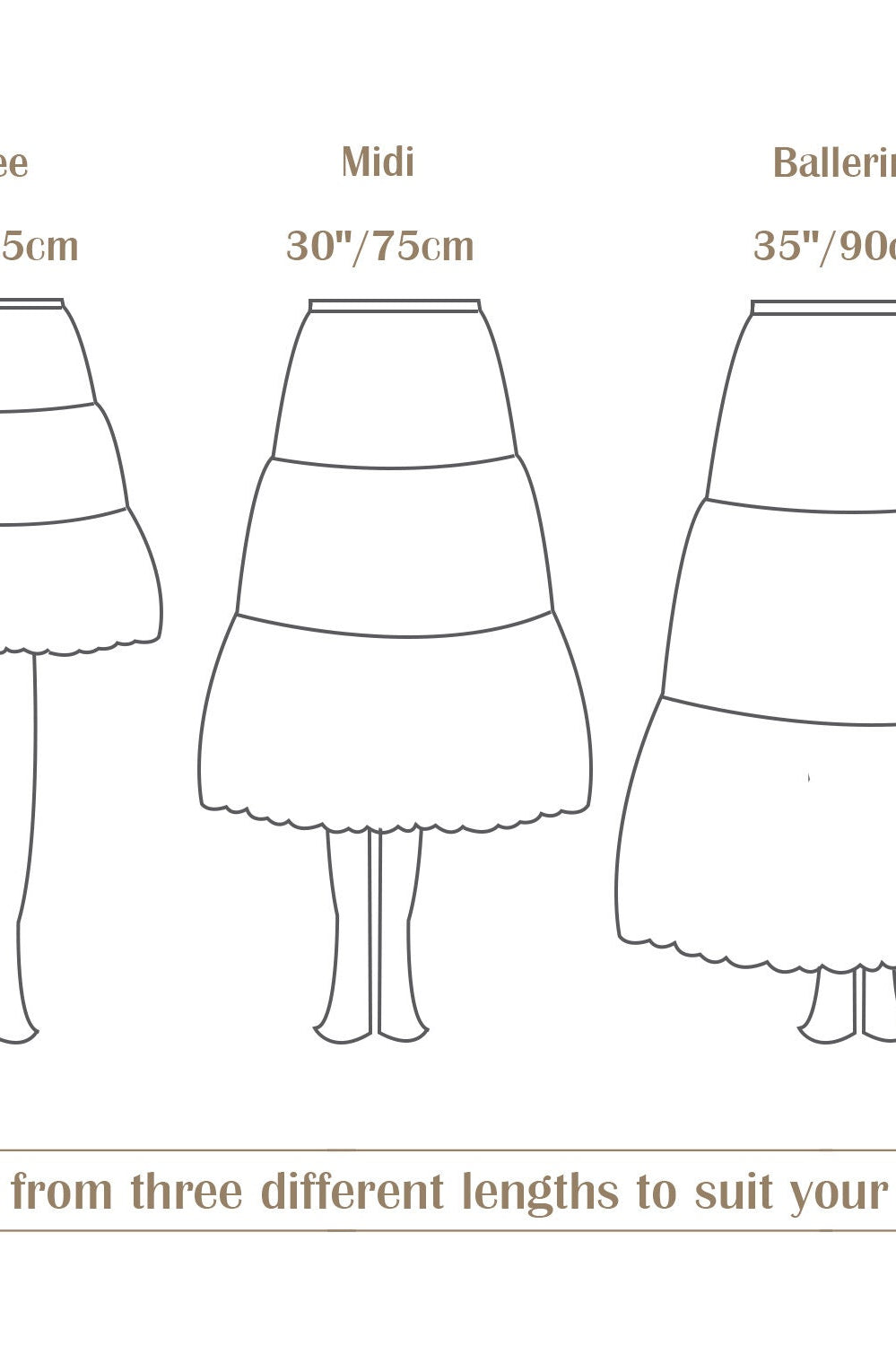 Petticoat Half Slip Cotton Woman Skirt Extender Crinoline Edged Lace A-line underskirt with Elastic waistband in three lengths Ivory