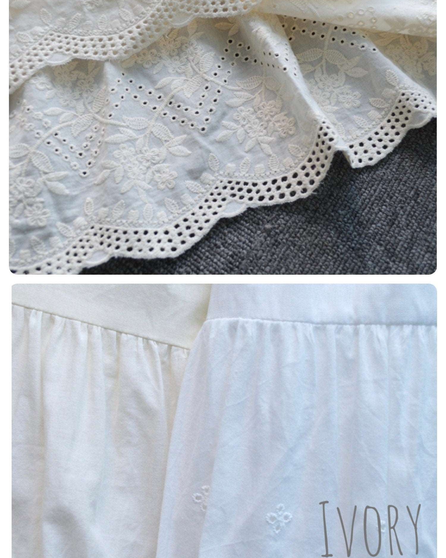 Petticoat Half Slip Cotton Women's Skirt Extender Dress Extender Vintage Style Underskirt with Flower Vine Lace Embroidery