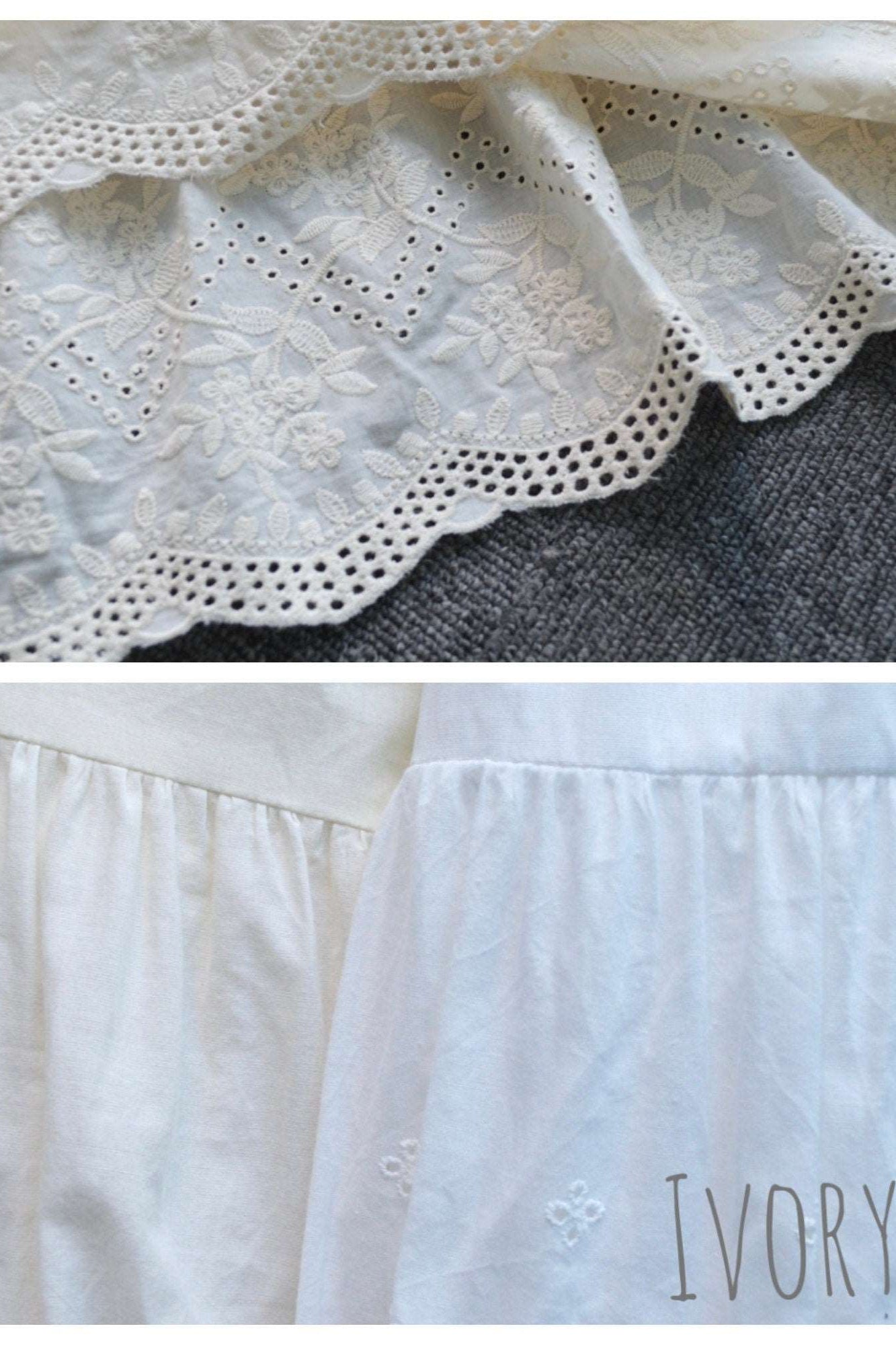 Petticoat Half Slip Cotton Women's Skirt Extender Dress Extender Vintage Style Underskirt with Flower Vine Lace Embroidery