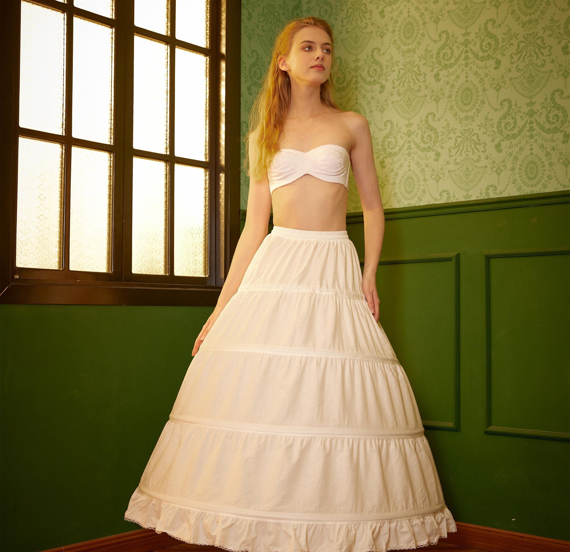 Wedding Crinoline Hoop Petticoat Cotton Underskirt Skirt for Bridal Dress Ball Gown Skirt Prom Underskirt