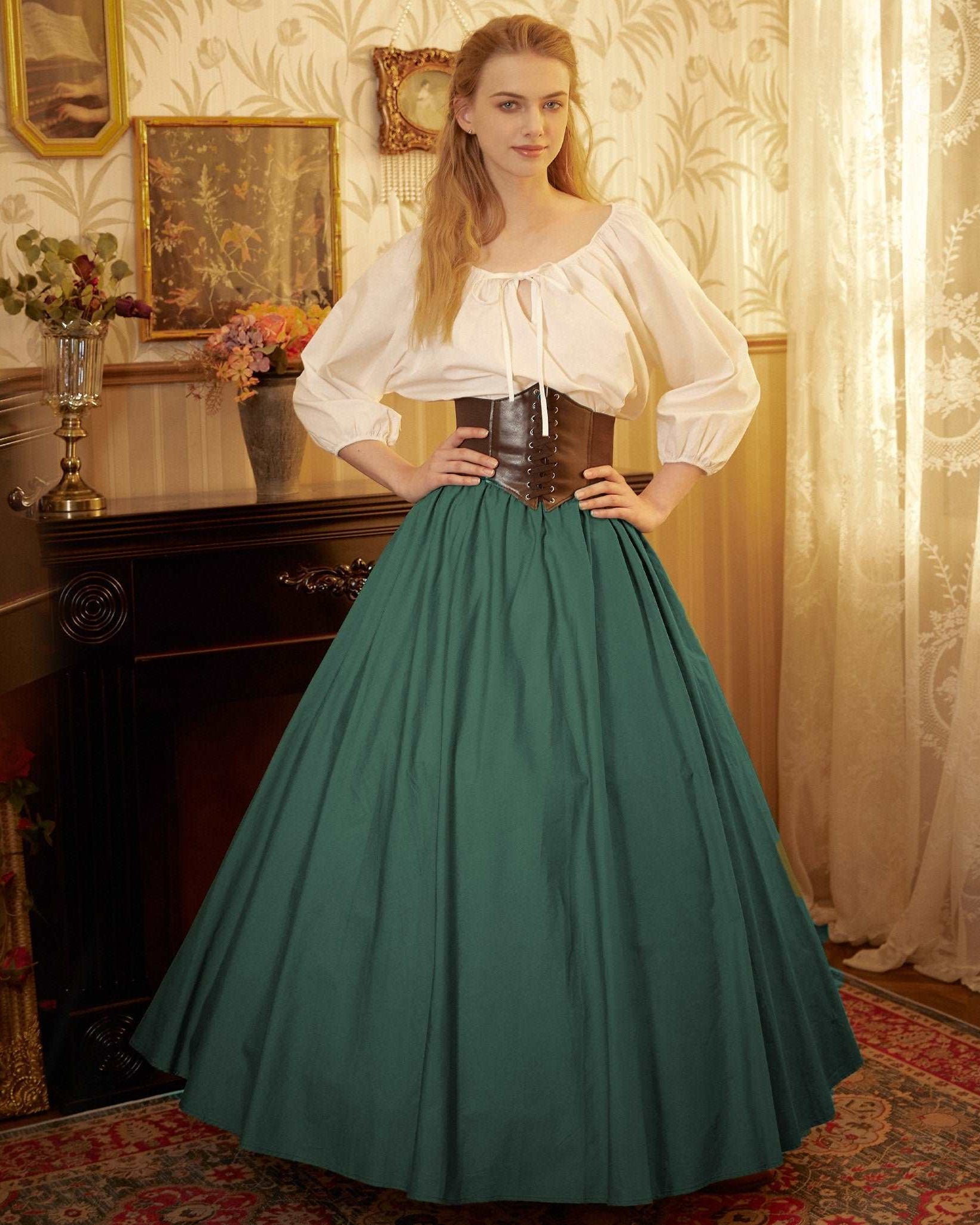 Victorian Style Skirt Cotton Long Skirt Period Skirt Medieval outfits Renaissance Festival Skirt Ren Faire Costume Full Length