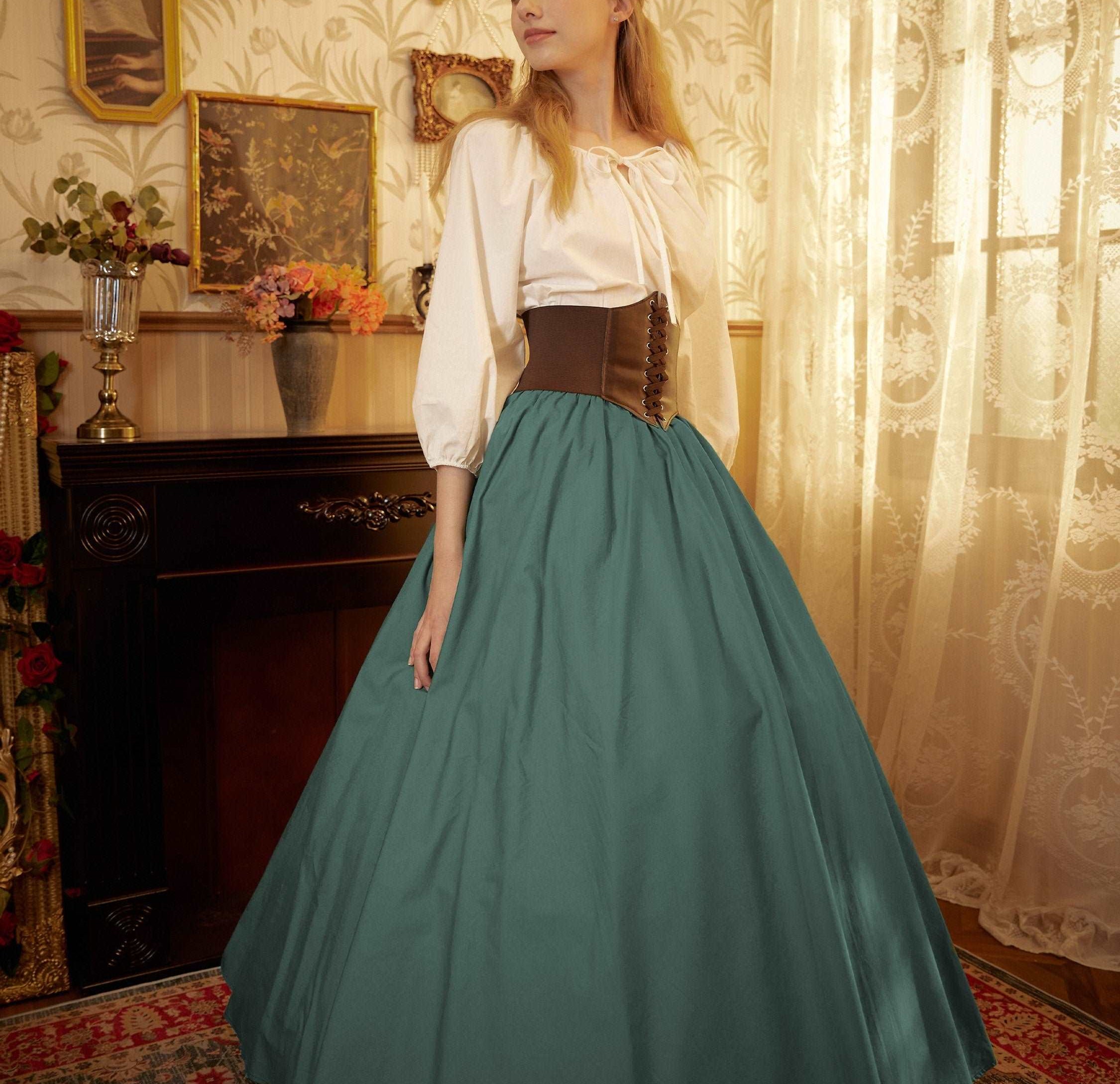 Victorian Style Skirt Cotton Long Skirt Period Skirt Medieval outfits Renaissance Festival Skirt Ren Faire Costume Full Length