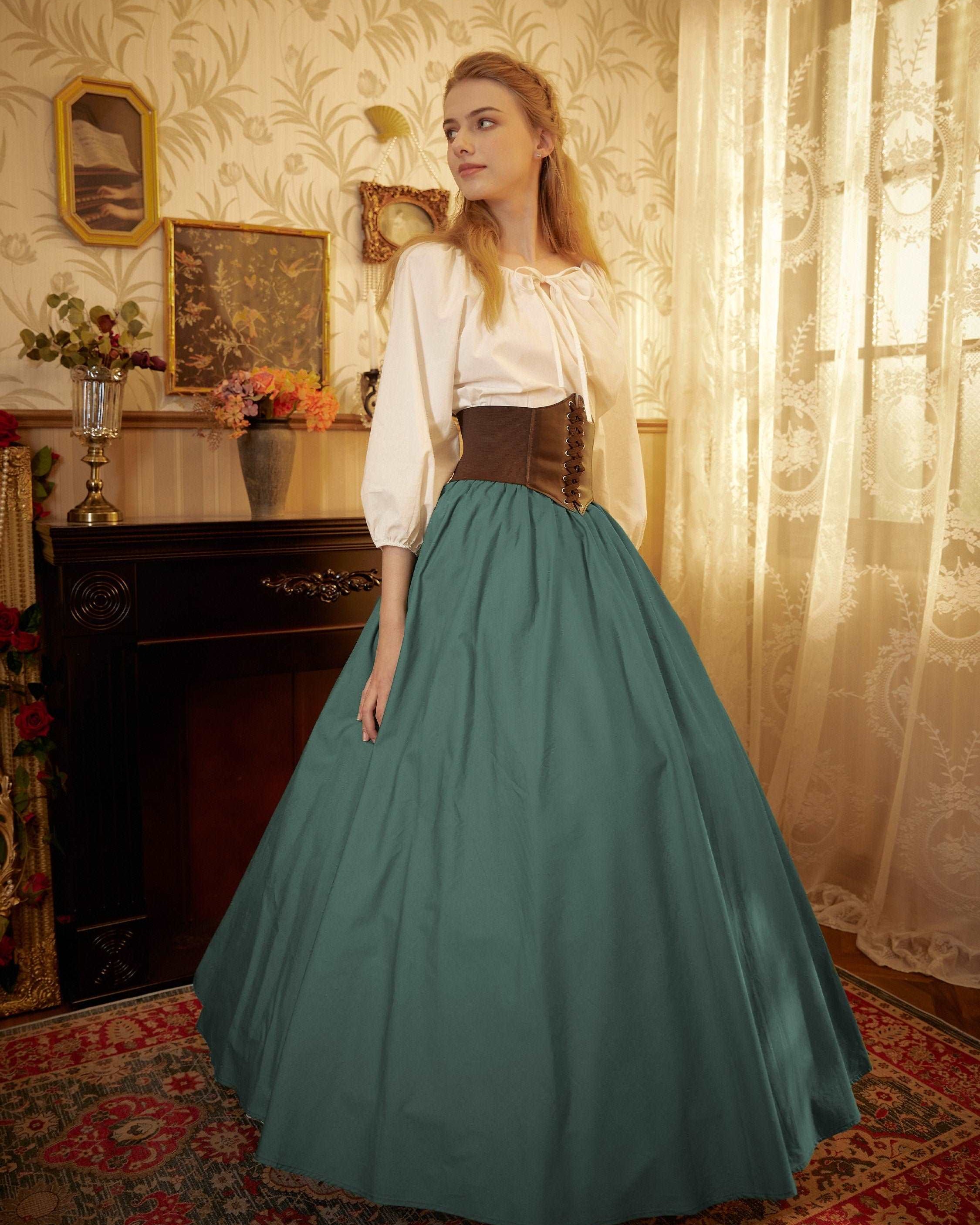 Victorian Style Skirt Cotton Long Skirt Period Skirt Medieval outfits Renaissance Festival Skirt Ren Faire Costume Full Length