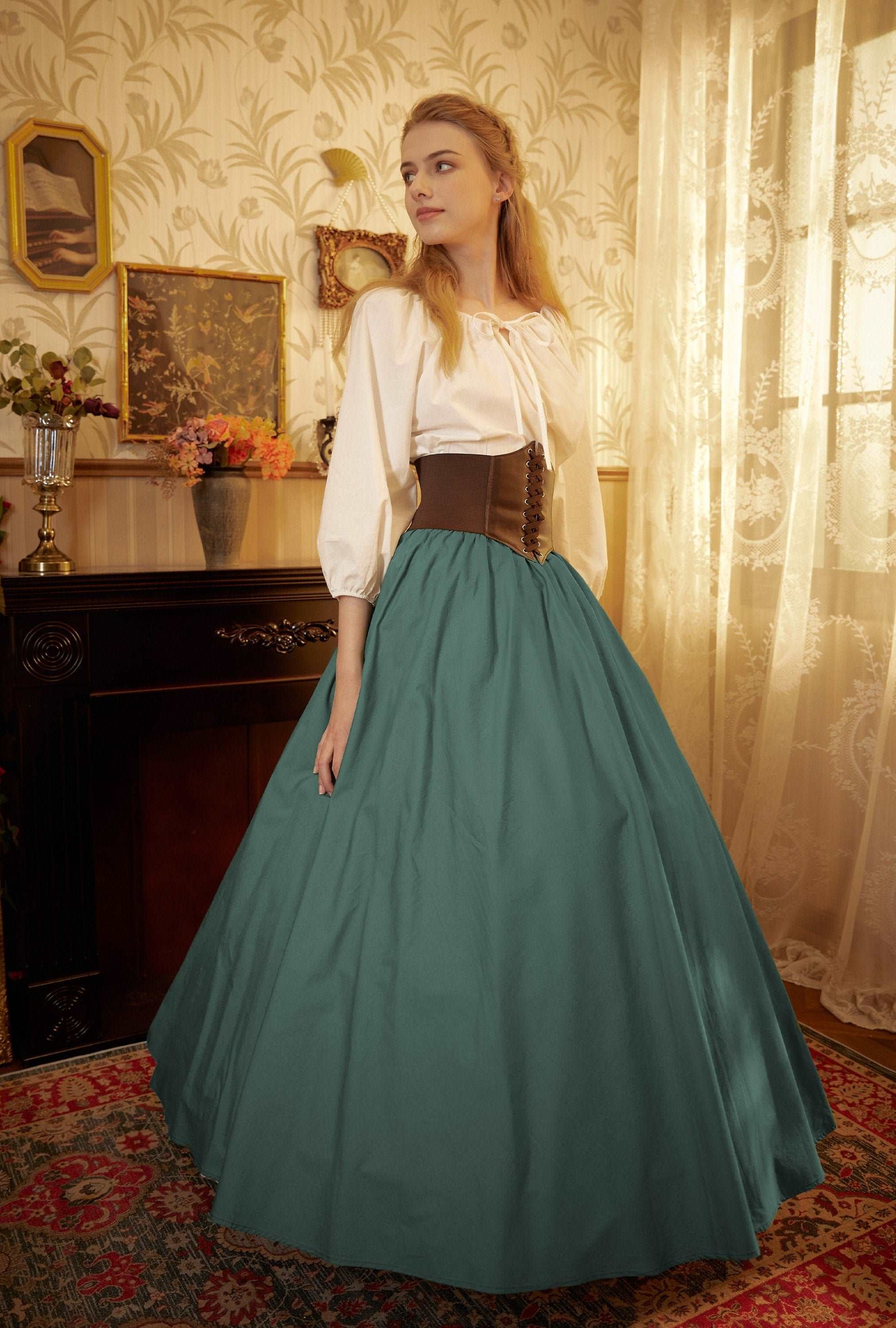 Victorian Style Skirt Cotton Long Skirt Period Skirt Medieval outfits Renaissance Festival Skirt Ren Faire Costume Full Length
