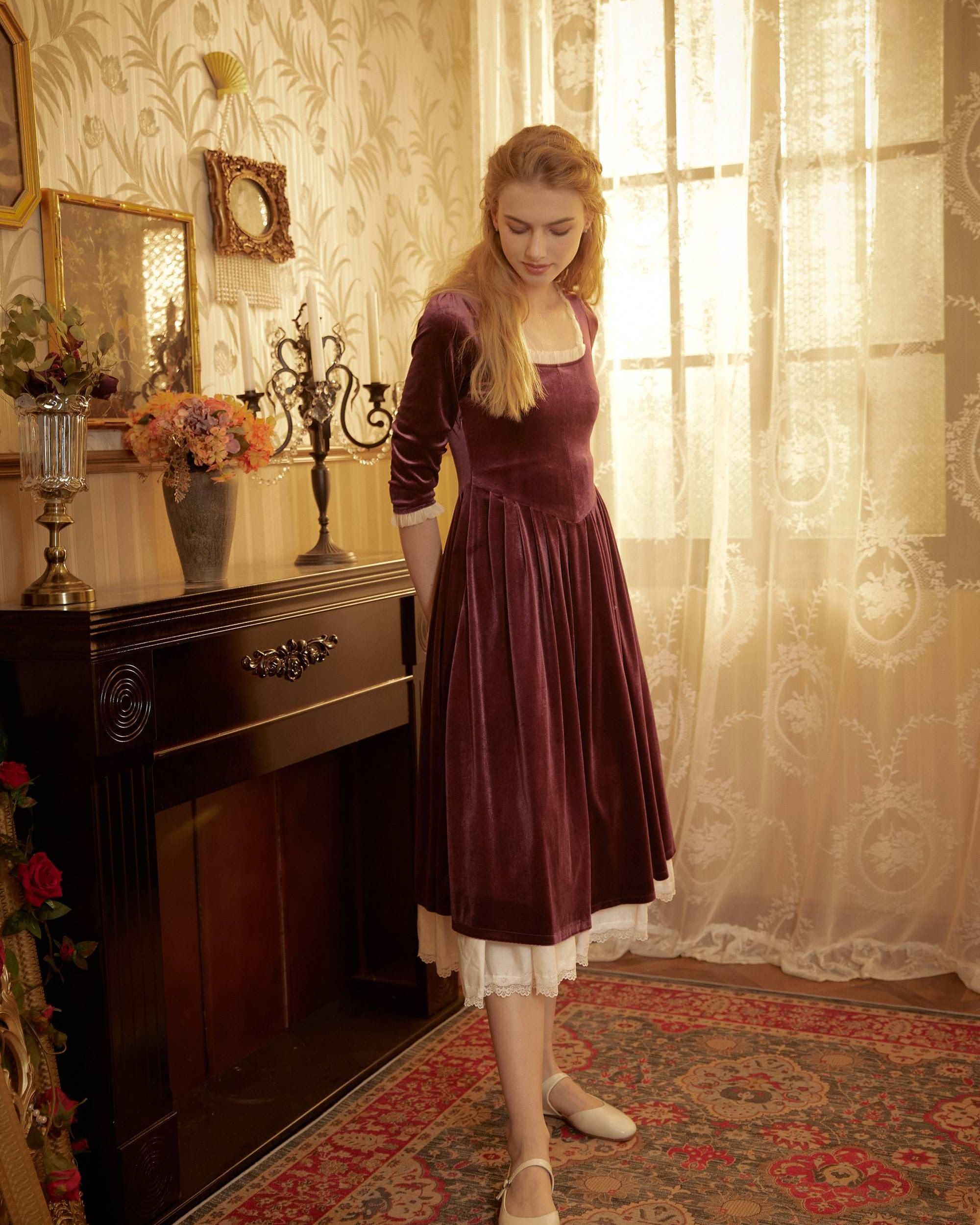 Petticoat Half Slip Cotton Woman Skirt Extender Edged Lace A-line underskirt with Elastic waistband in three lengths Ivory