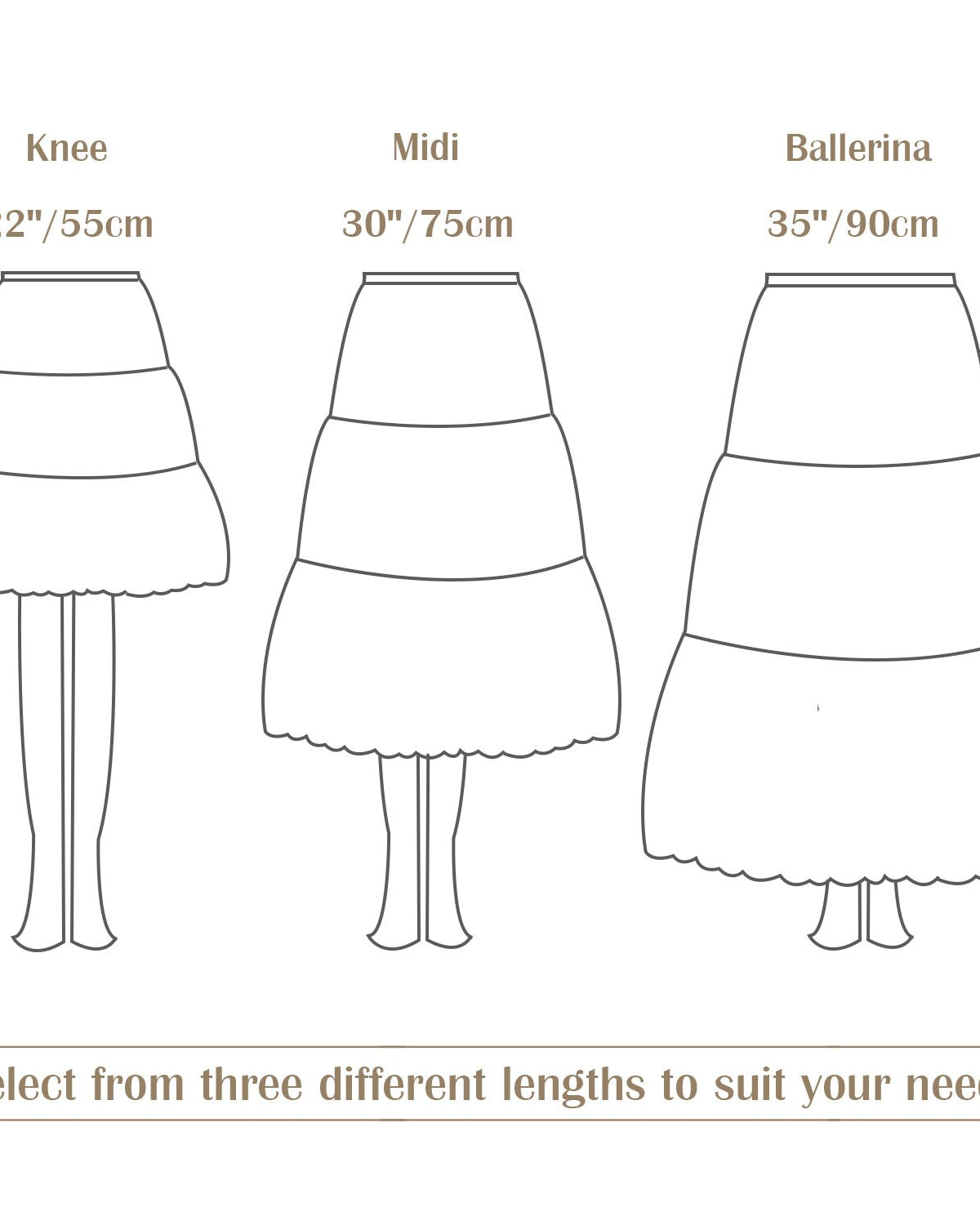 Petticoat Half Slip Cotton Woman Skirt Extender Edged Lace A-line underskirt with Elastic waistband in three lengths Ivory