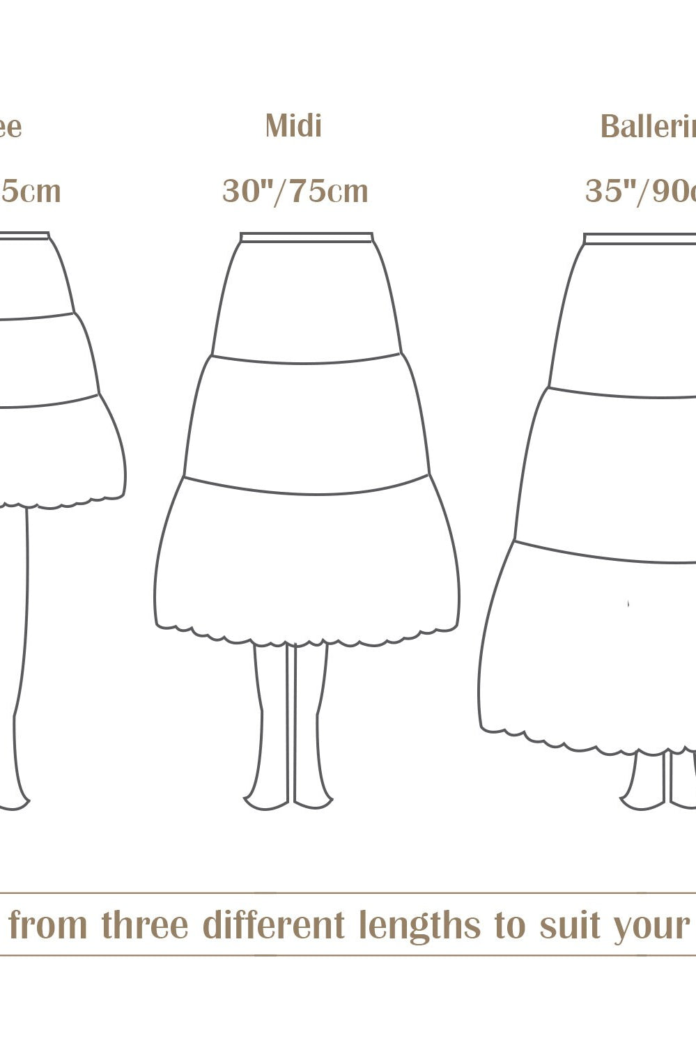 Petticoat Half Slip Cotton Woman Skirt Extender Edged Lace A-line underskirt with Elastic waistband in three lengths Ivory