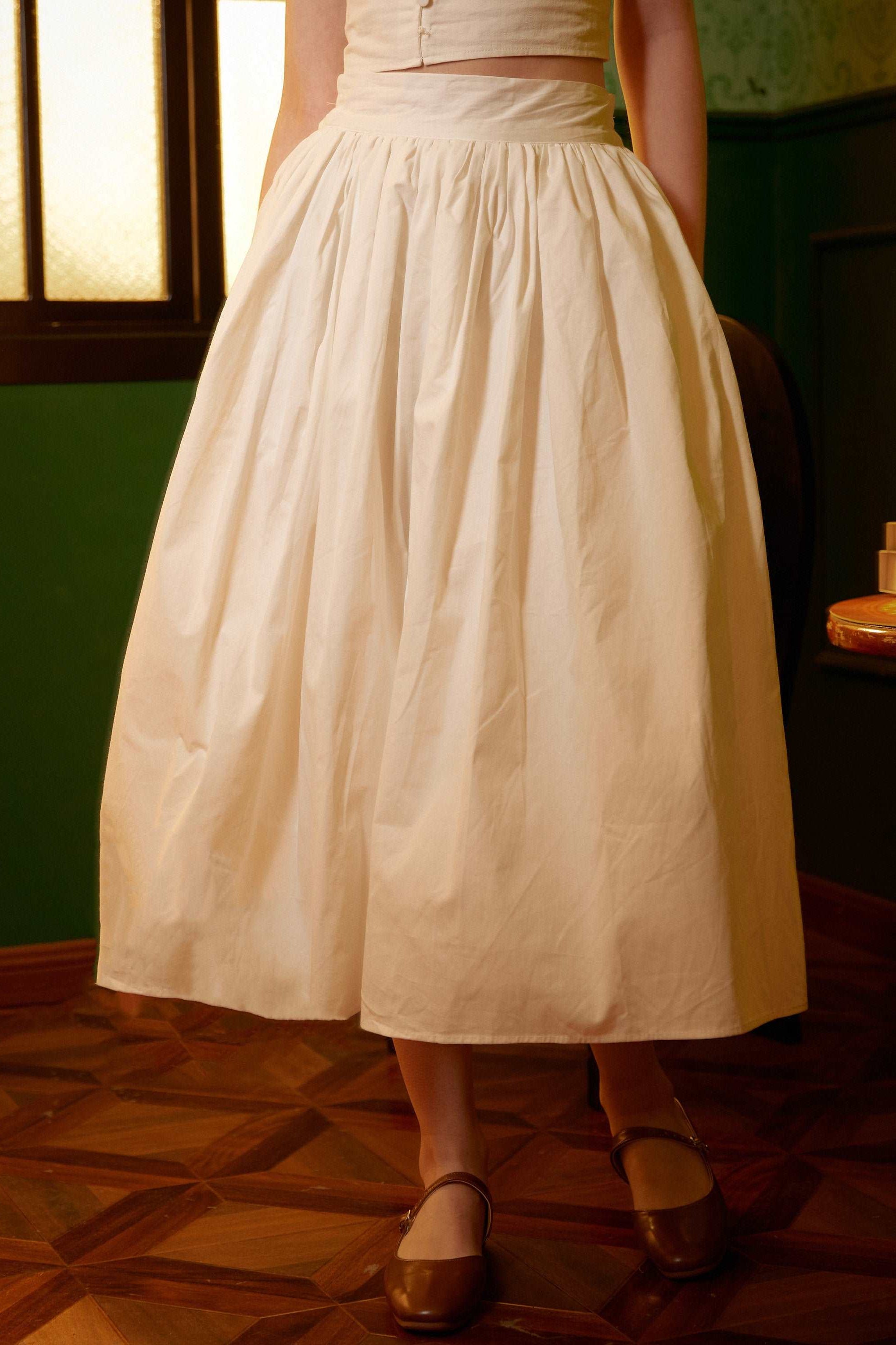 Pocket Skirt Maxi Skirt High Waisted Cotton Skirt With Lining Flexible Waistband Breathable Elegance Available in White Black Ivory