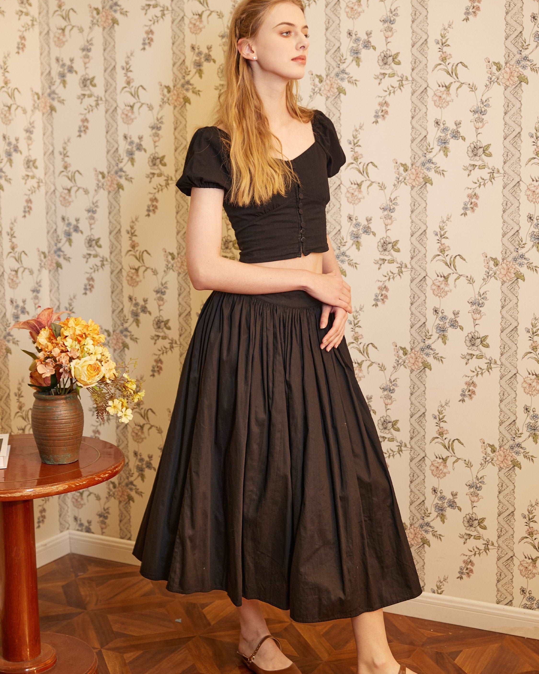 Pocket Skirt Maxi Skirt High Waisted Cotton Skirt With Lining Flexible Waistband Breathable Elegance Available in White Black Ivory