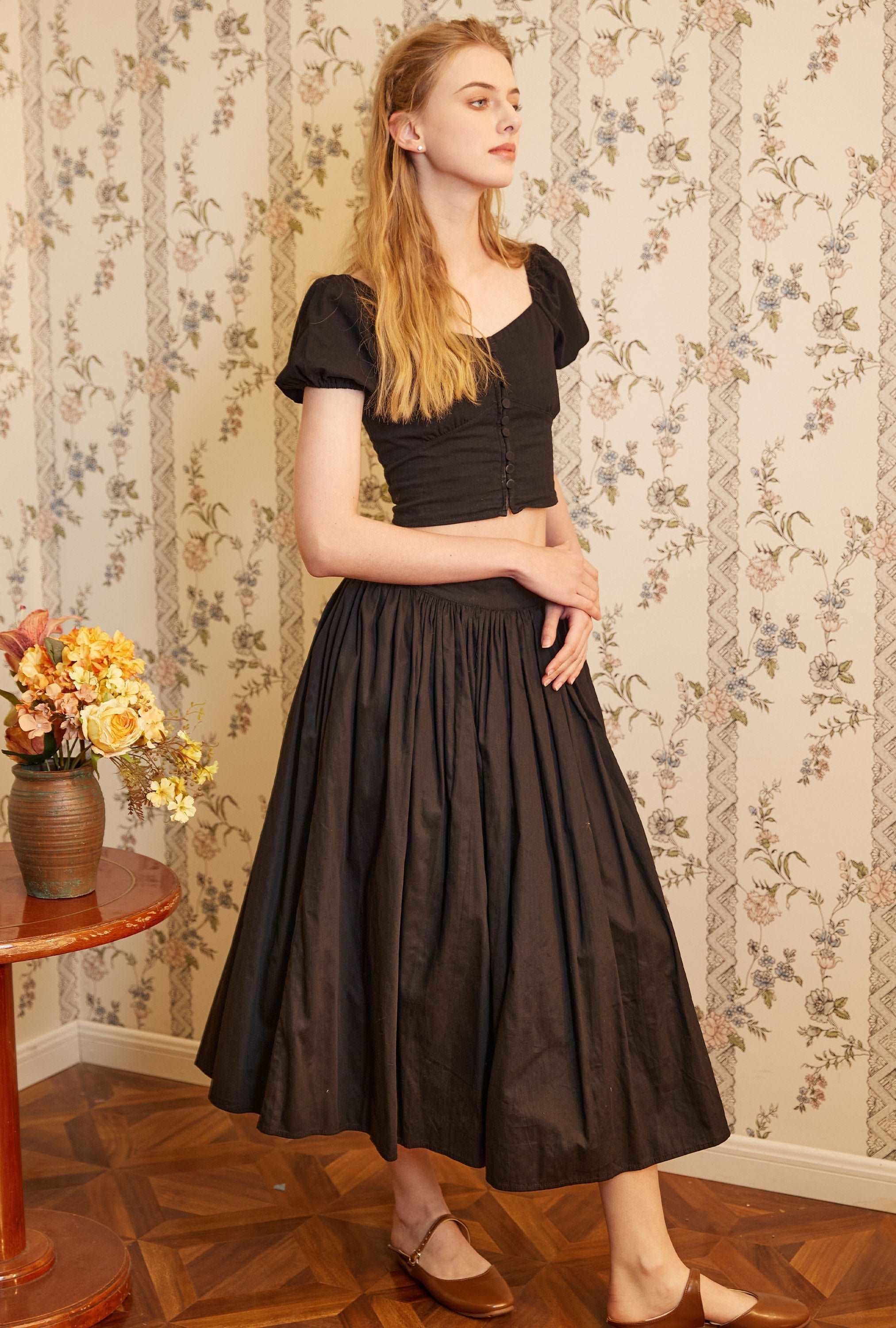 Pocket Skirt Maxi Skirt High Waisted Cotton Skirt With Lining Flexible Waistband Breathable Elegance Available in White Black Ivory