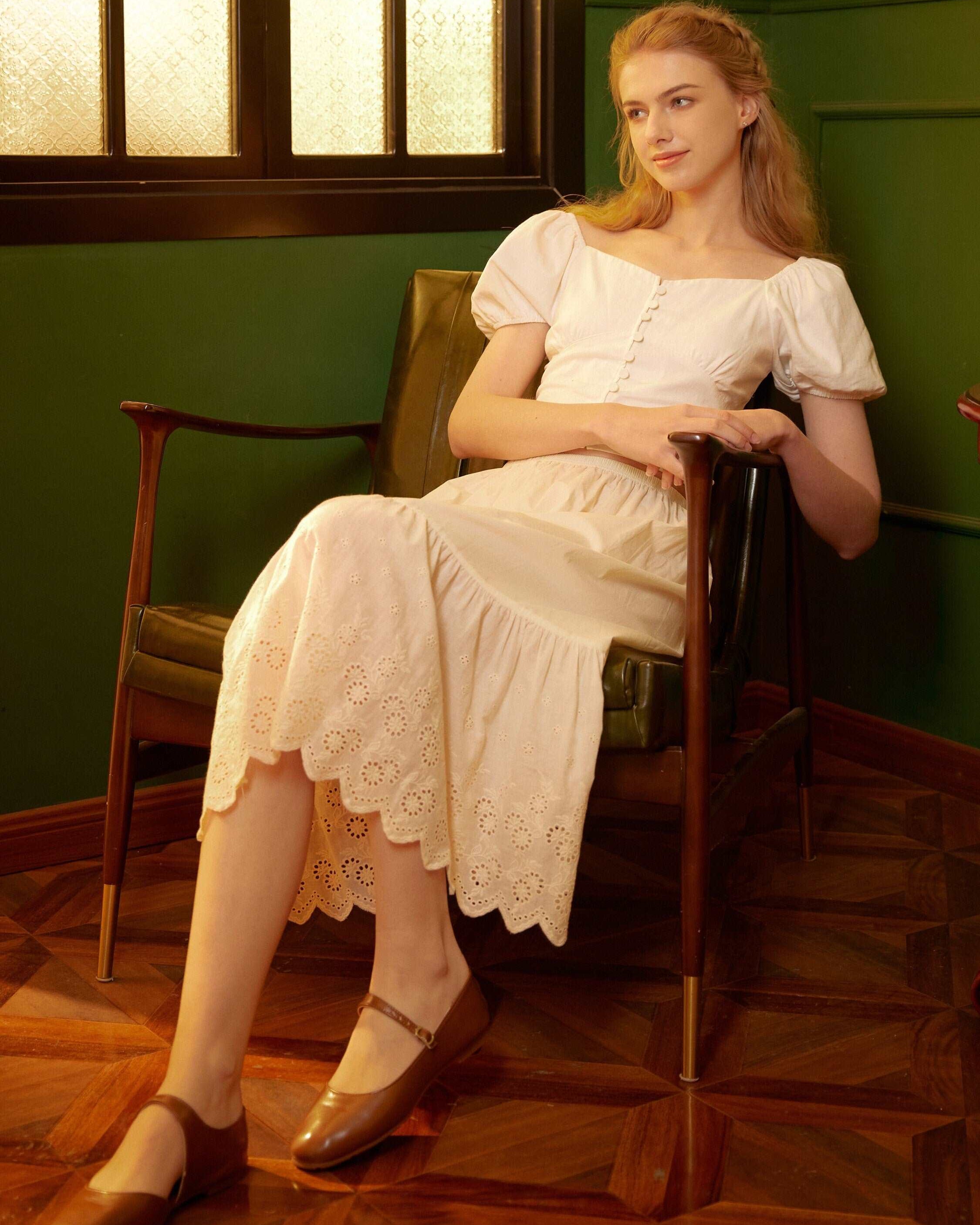 Petticoat Skirt 100% Cotton Half Slip Unterrock Crinoline Jupon Skirt Extender Underskirt with Lace Embroidery Ivory/Cream/Black