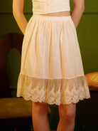 Half Slip Skirt Extender Cotton with Lace Trim Underskirt Ivory Flower Lace Slip Romantic Dress