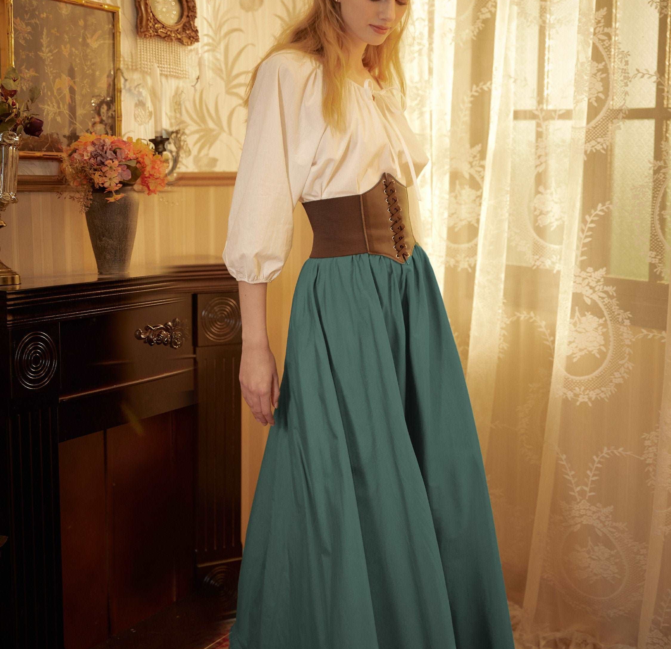 Victorian Style Skirt Cotton Long Skirt Period Skirt Medieval outfits Renaissance Festival Skirt Ren Faire Costume Full Length