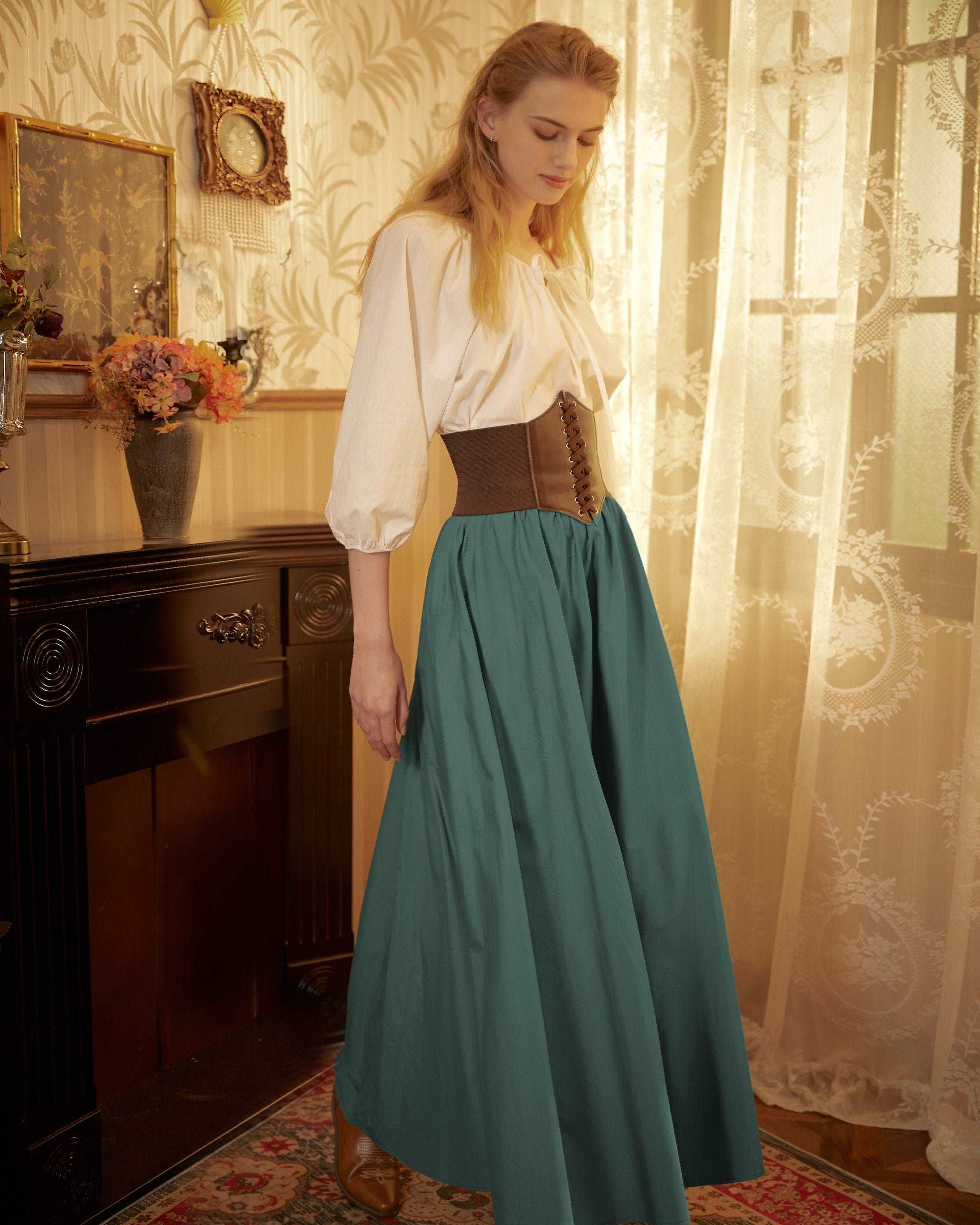 Victorian Style Skirt Cotton Long Skirt Period Skirt Medieval outfits Renaissance Festival Skirt Ren Faire Costume Full Length