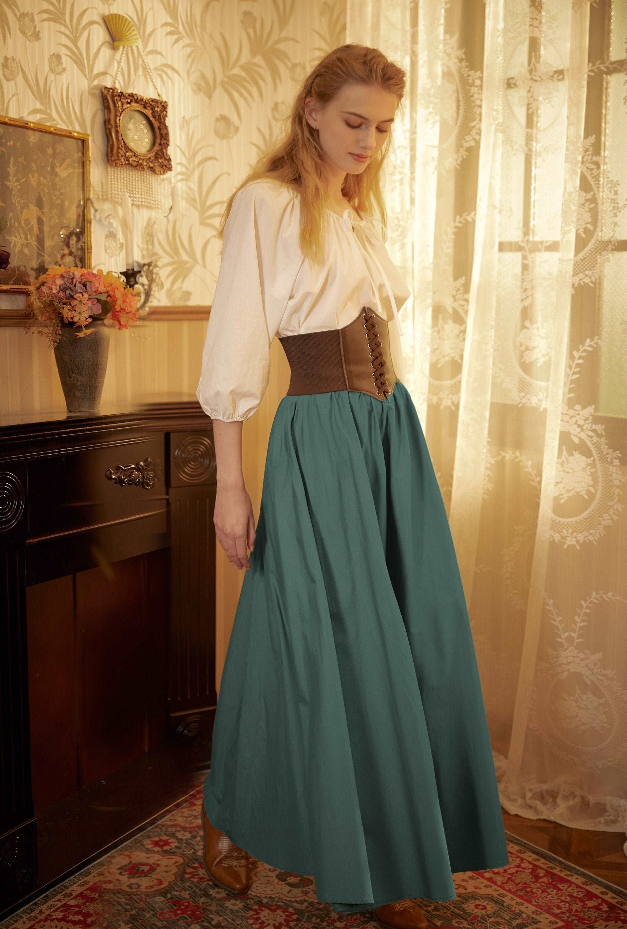 Victorian Style Skirt Cotton Long Skirt Period Skirt Medieval outfits Renaissance Festival Skirt Ren Faire Costume Full Length