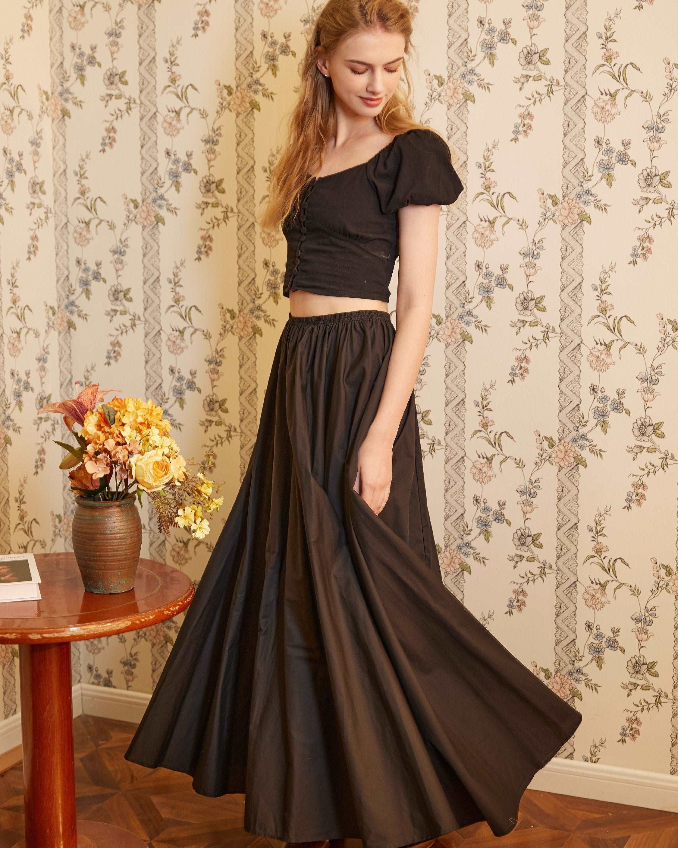 Victorian Style Skirt Cotton Long Skirt Period Skirt Medieval outfits Renaissance Festival Skirt Ren Faire Costume Full Length