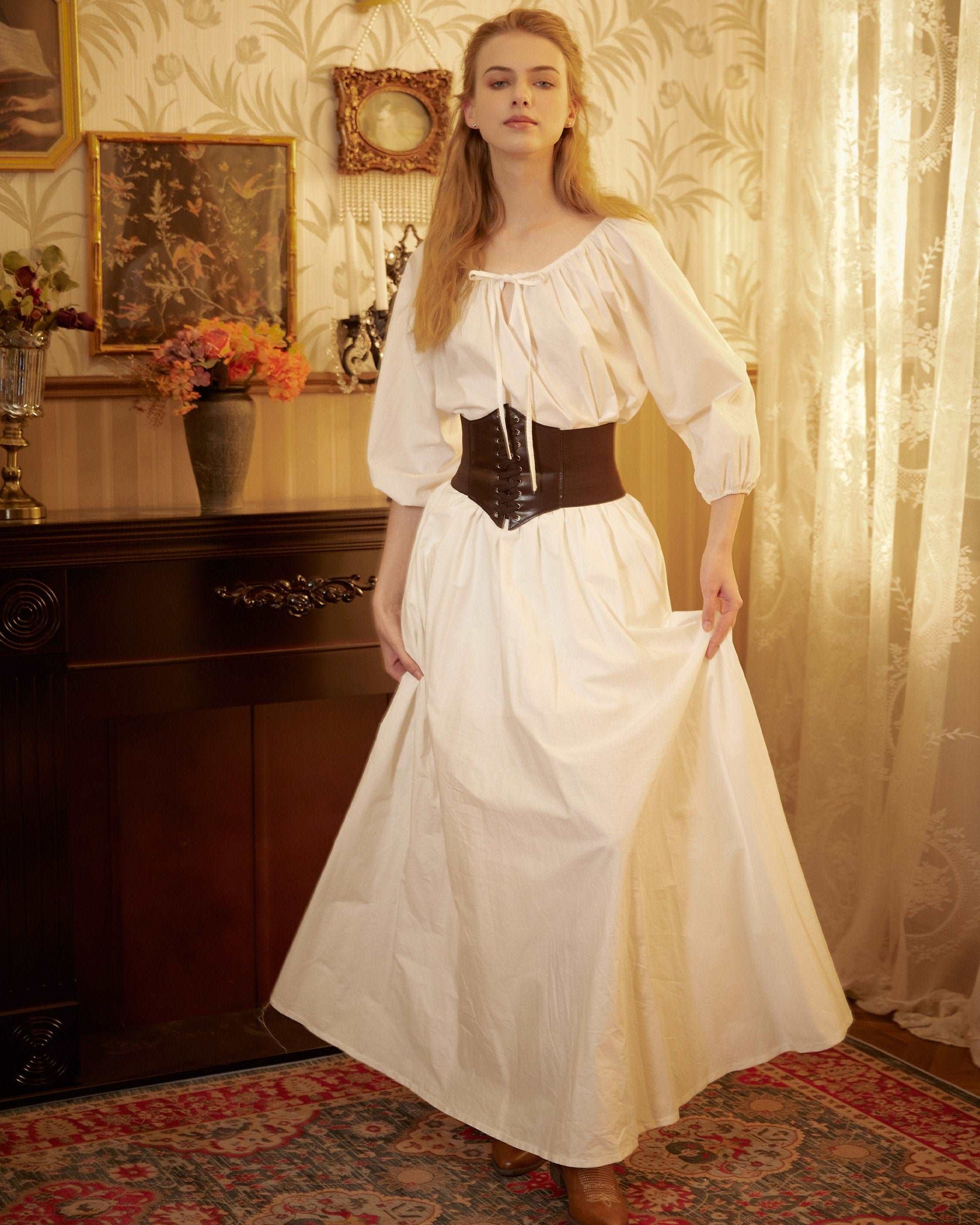 Victorian Style Skirt Cotton Long Skirt Period Skirt Medieval outfits Renaissance Festival Skirt Ren Faire Costume Full Length