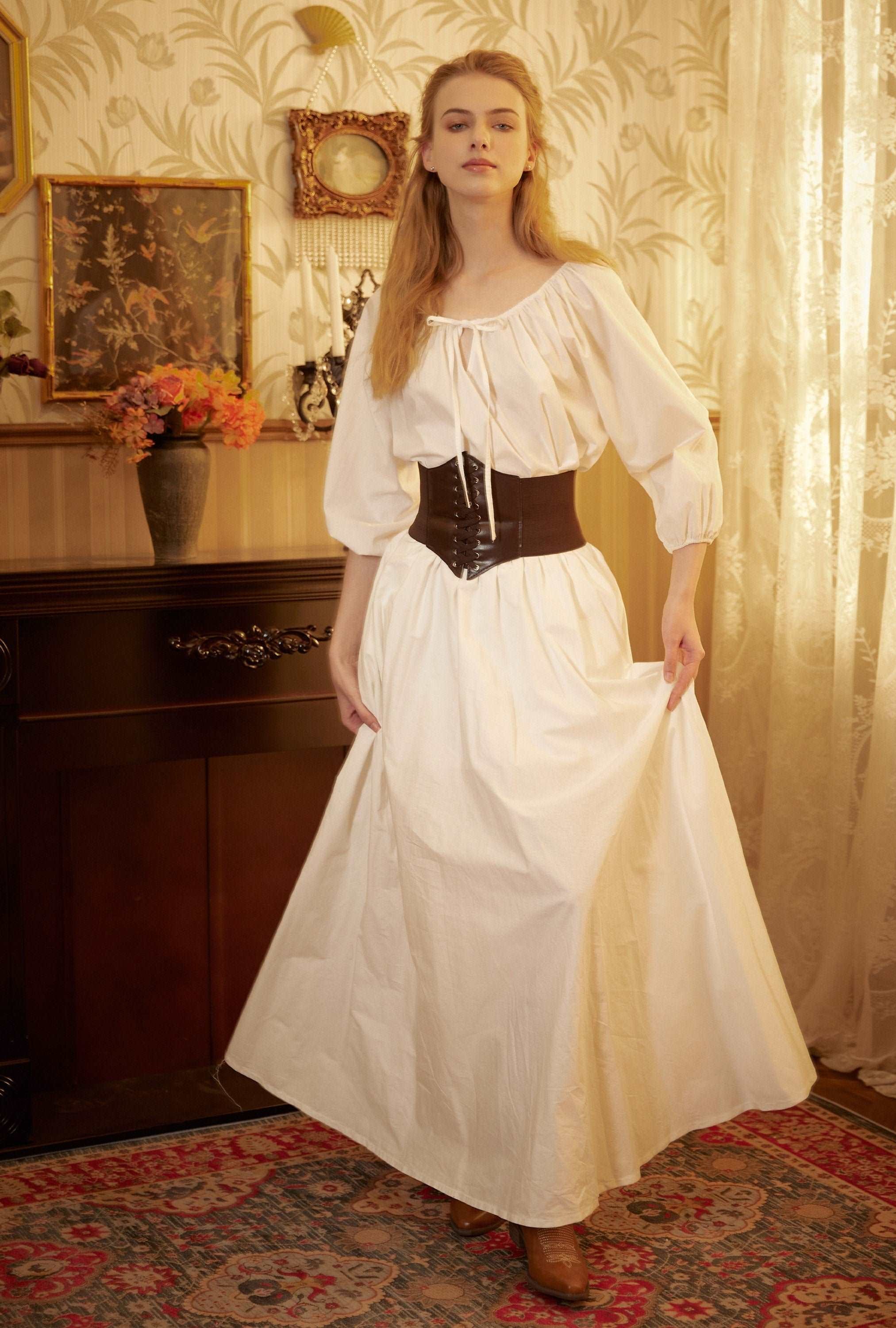 Victorian Style Skirt Cotton Long Skirt Period Skirt Medieval outfits Renaissance Festival Skirt Ren Faire Costume Full Length