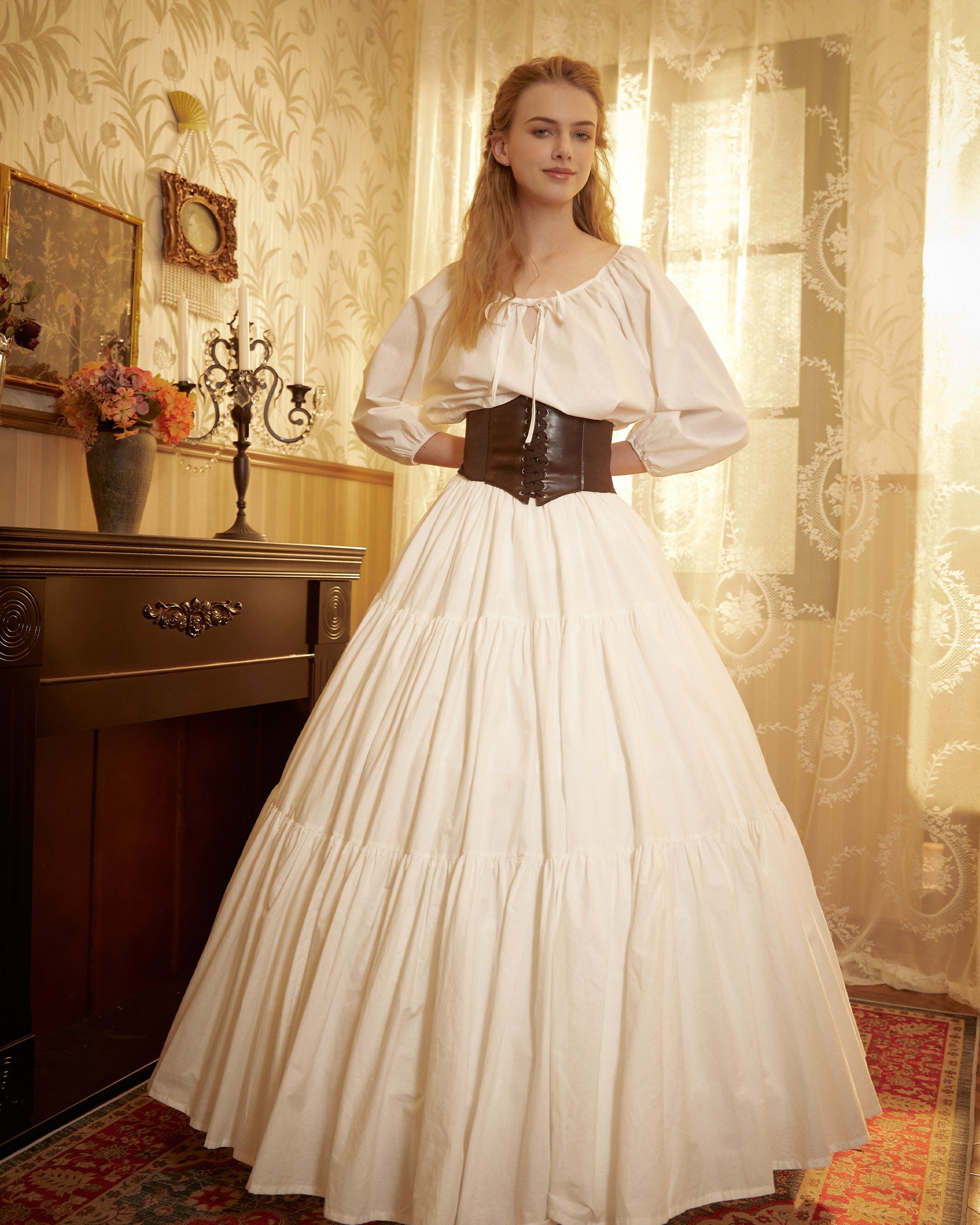 Renaissance Fair Skirt Victorian Skirt Medieval outfits Ren Faire Costume Pirate Skirt Cotton Long Skirt Full Length Gathered Skirt