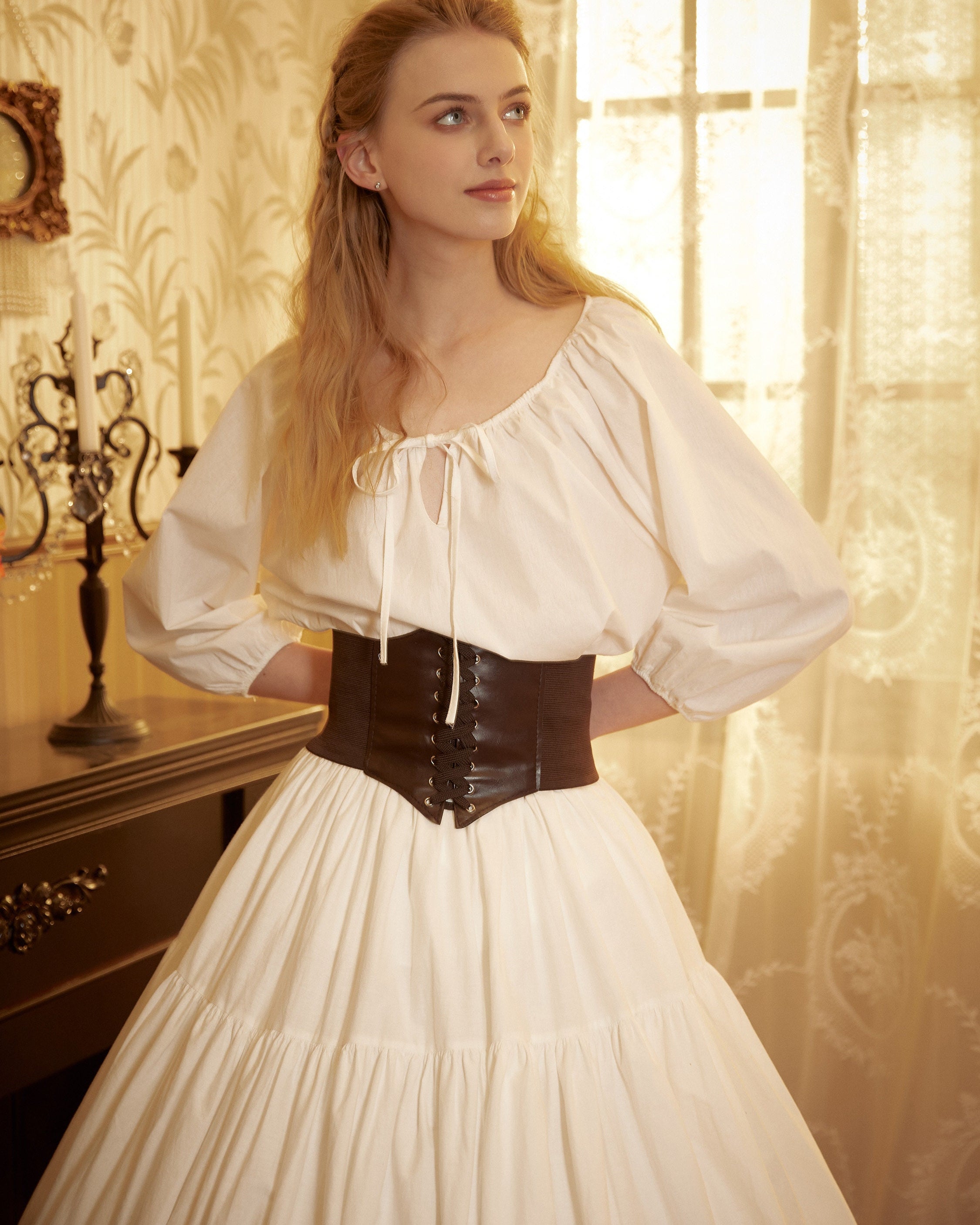 Renaissance Fair Skirt Victorian Skirt Medieval outfits Ren Faire Costume Pirate Skirt Cotton Long Skirt Full Length Gathered Skirt