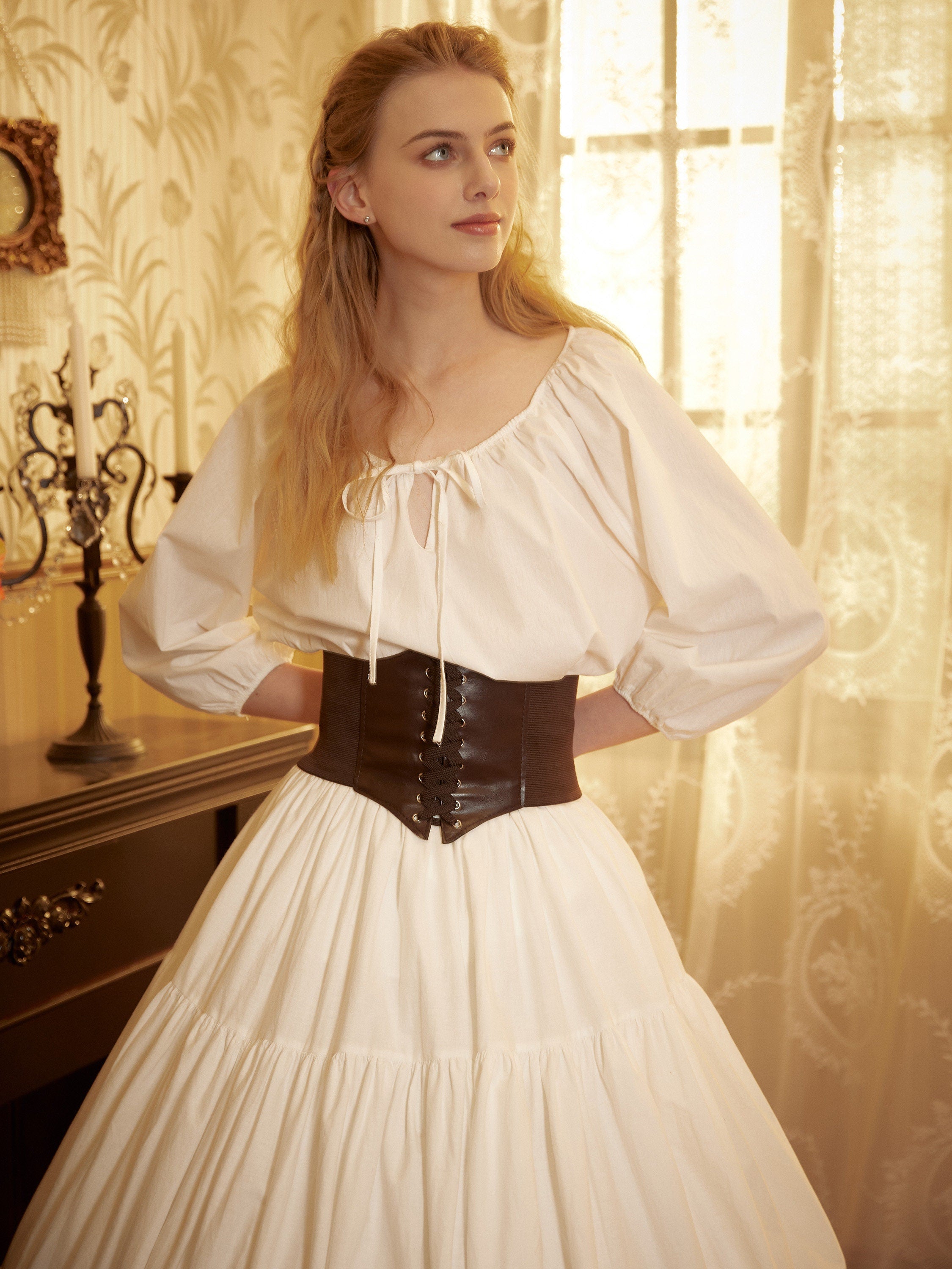 Renaissance Fair Skirt Victorian Skirt Medieval outfits Ren Faire Costume Pirate Skirt Cotton Long Skirt Full Length Gathered Skirt