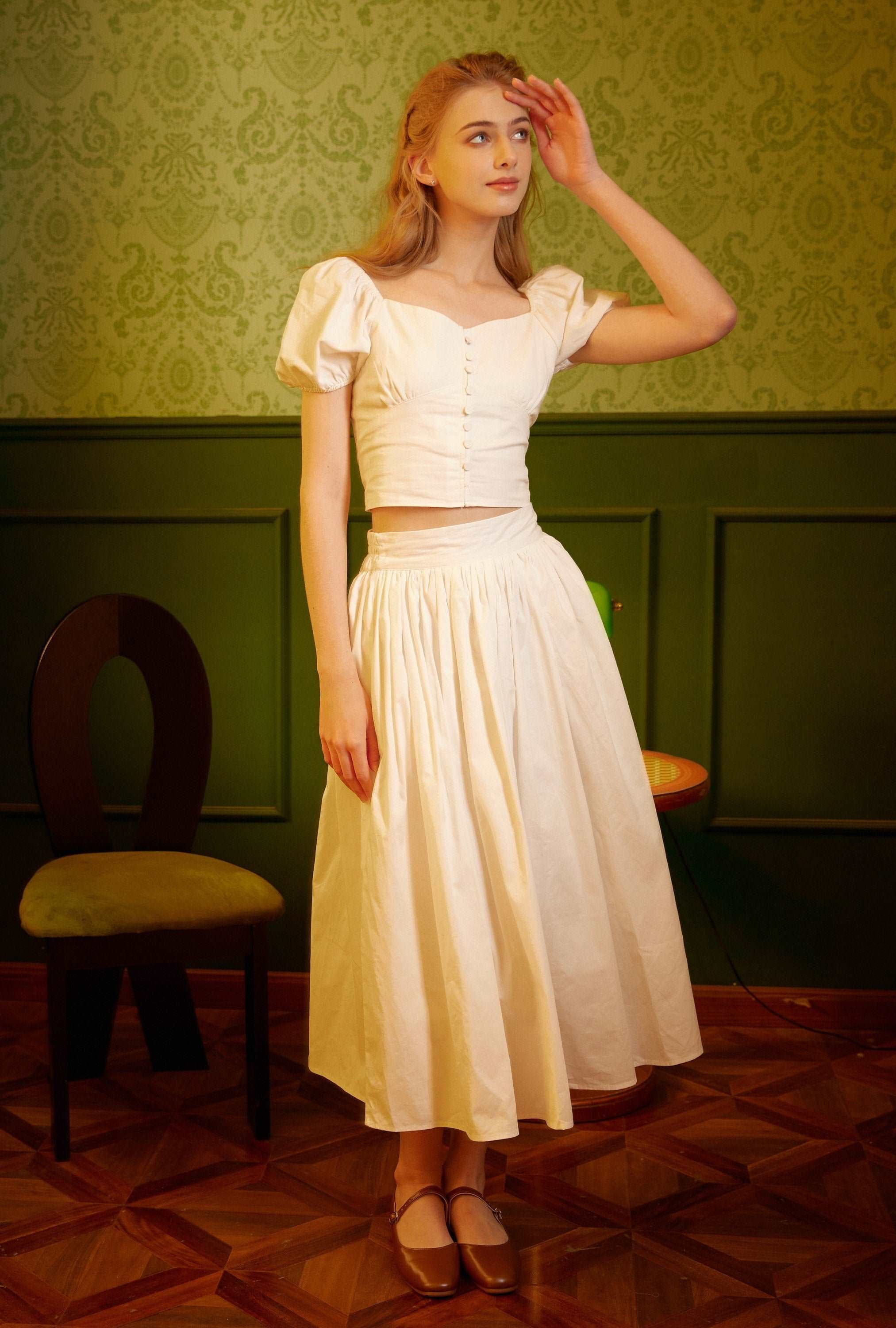 Pocket Skirt Maxi Skirt High Waisted Cotton Skirt With Lining Flexible Waistband Breathable Elegance Available in White Black Ivory