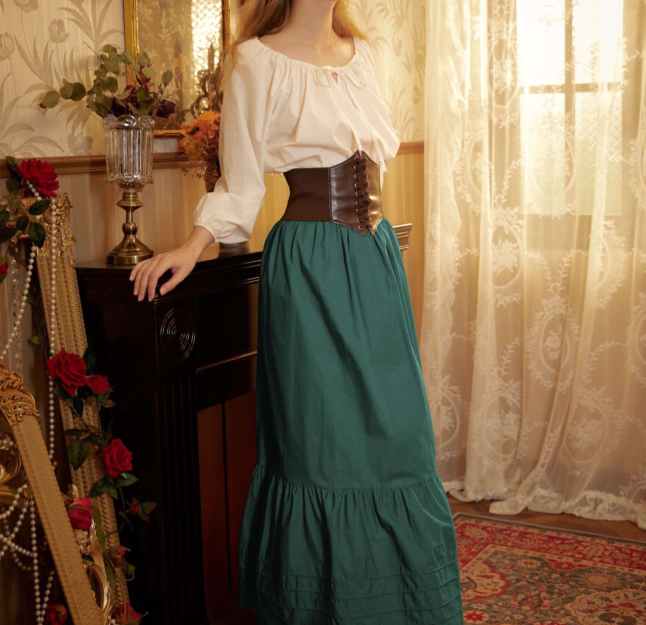 Victorian Style Skirt Cotton Maxi Skirt Period Skirt Medieval outfits Renaissance Festival Skirt Ren Faire Costume