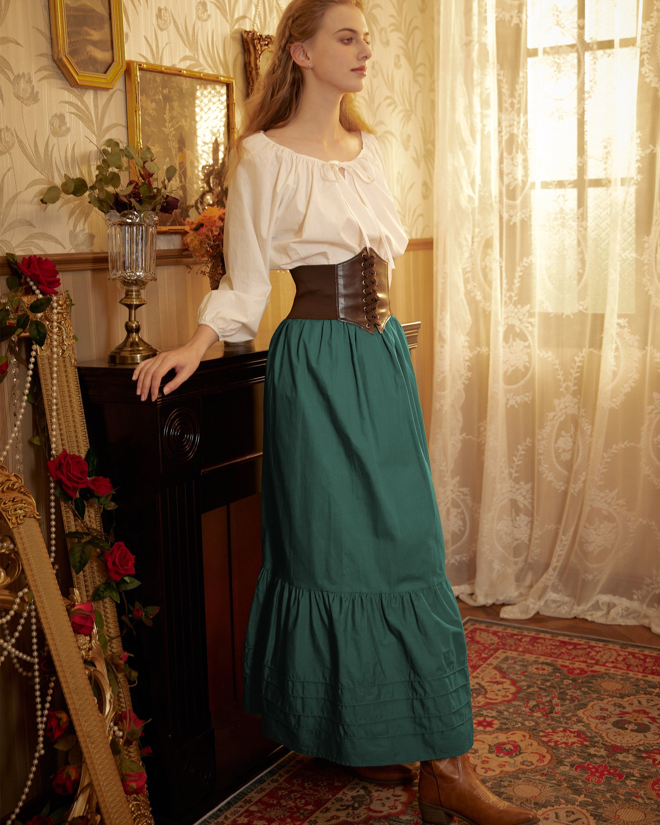 Victorian Style Skirt Cotton Maxi Skirt Period Skirt Medieval outfits Renaissance Festival Skirt Ren Faire Costume