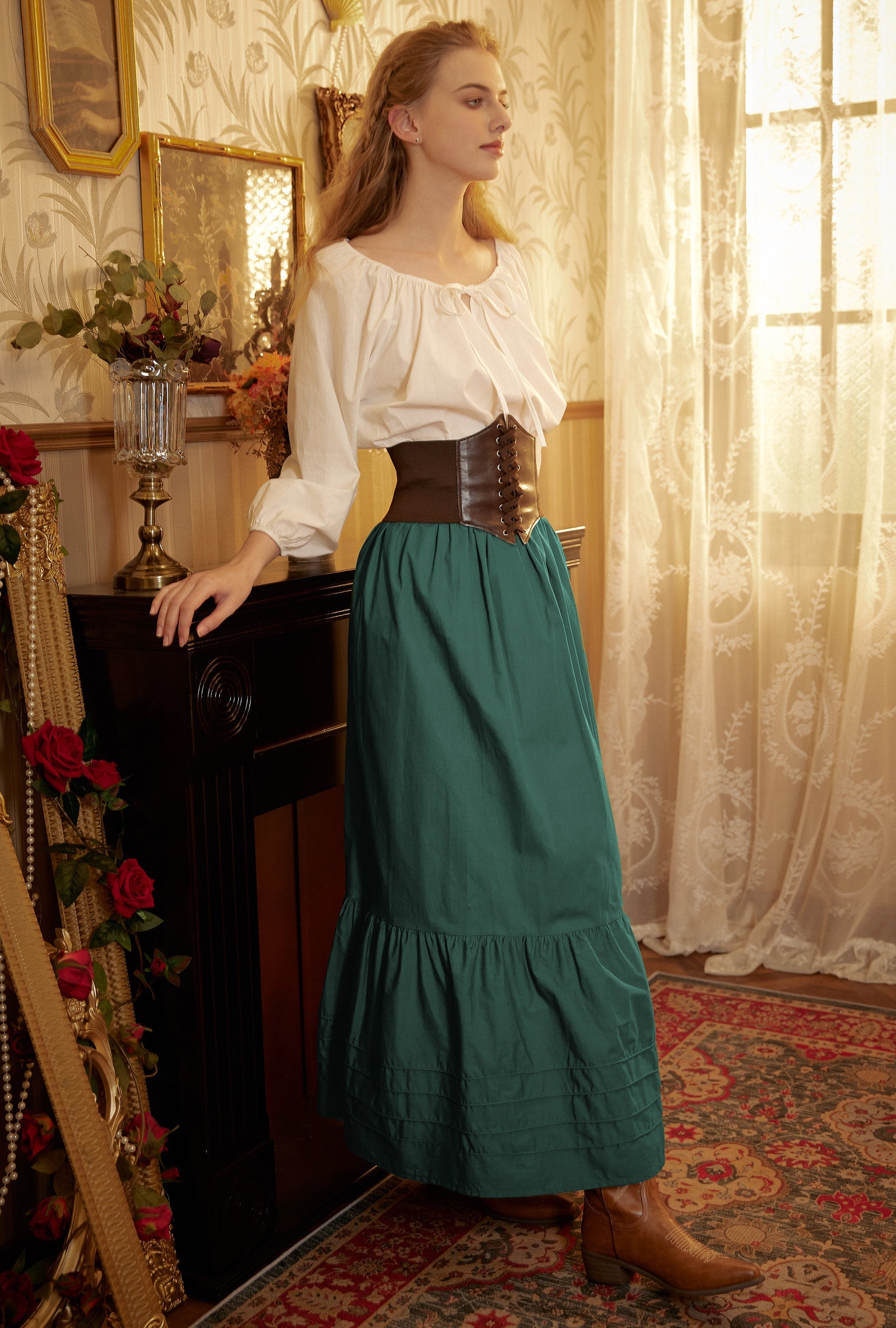 Victorian Style Skirt Cotton Maxi Skirt Period Skirt Medieval outfits Renaissance Festival Skirt Ren Faire Costume