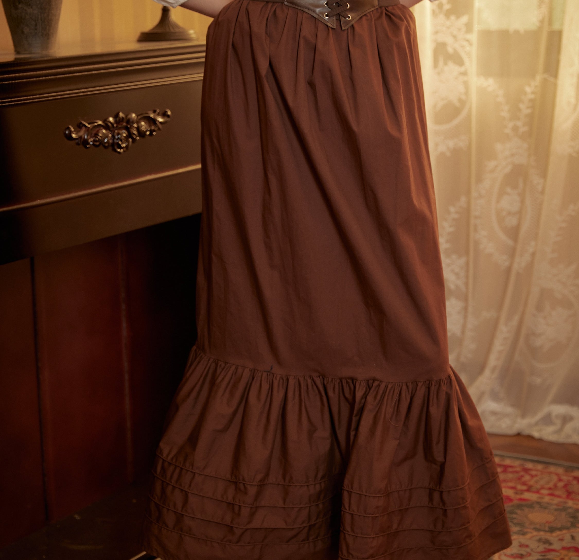 Victorian Style Skirt Cotton Maxi Skirt Period Skirt Medieval outfits Renaissance Festival Skirt Ren Faire Costume