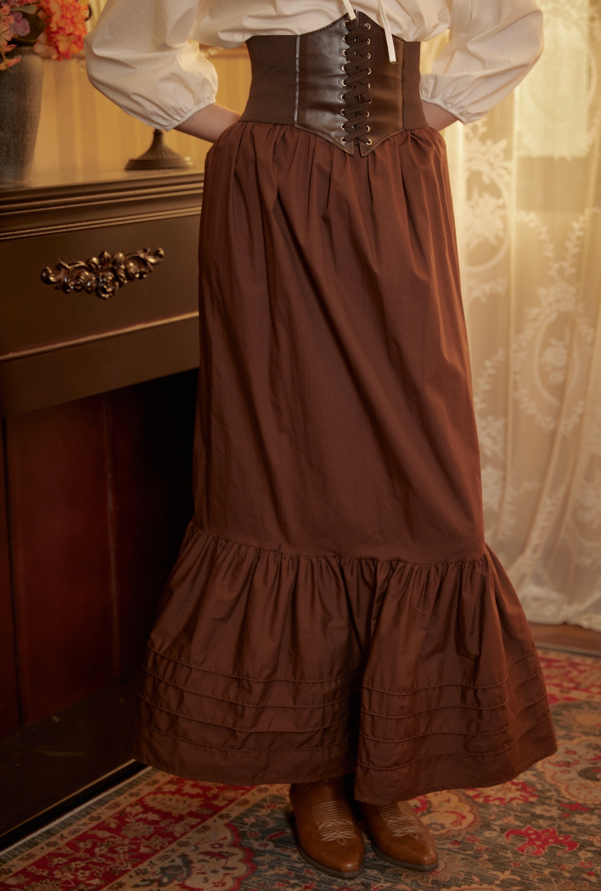 Victorian Style Skirt Cotton Maxi Skirt Period Skirt Medieval outfits Renaissance Festival Skirt Ren Faire Costume