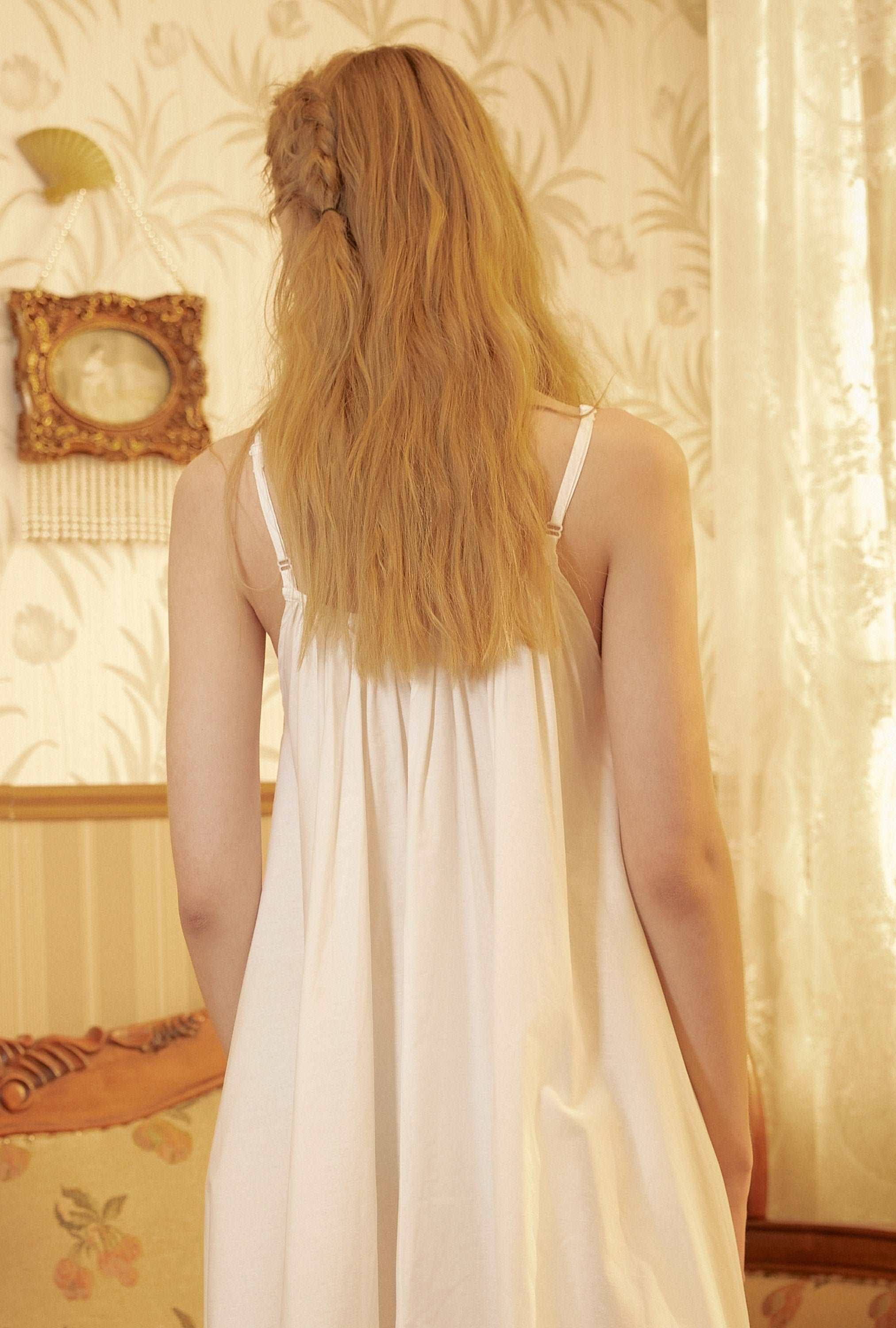 Nightgown 100% Cotton Nightgown Victorian Nightgown Women White long nightgown Honeymoon Bridal Lingerie Sleeveless nightgown