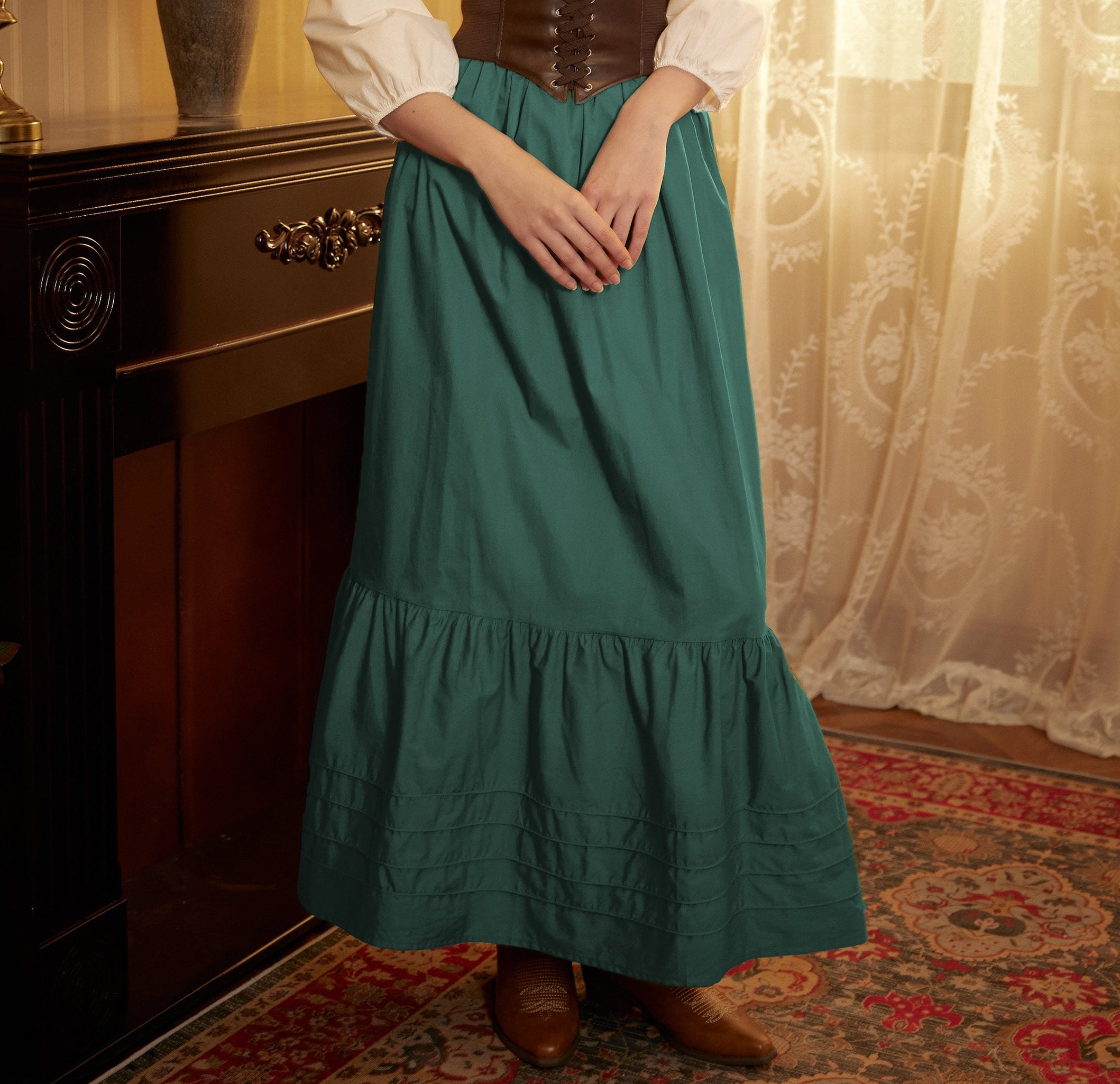 Victorian Style Skirt Cotton Maxi Skirt Period Skirt Medieval outfits Renaissance Festival Skirt Ren Faire Costume