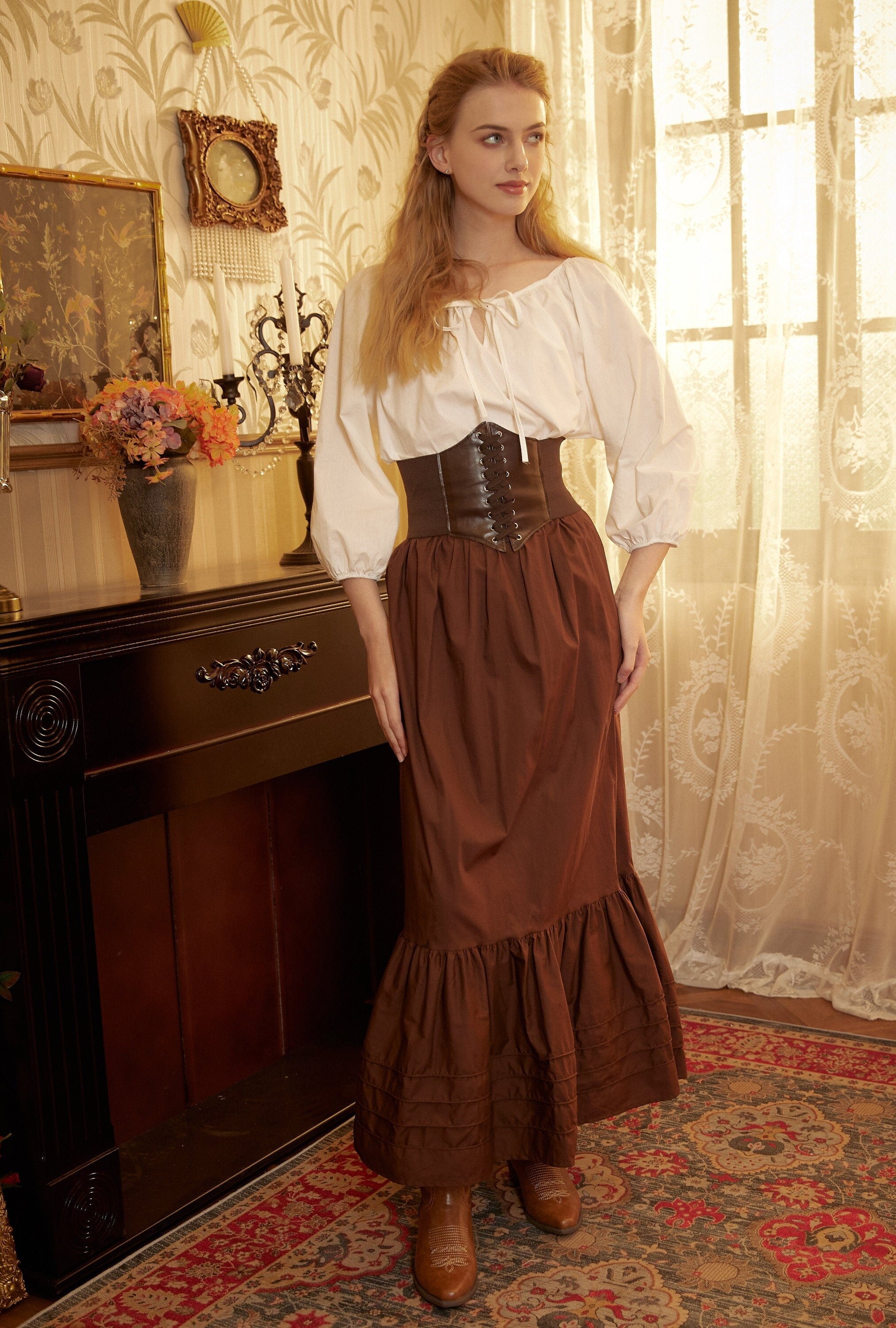 Victorian Style Skirt Cotton Maxi Skirt Period Skirt Medieval outfits Renaissance Festival Skirt Ren Faire Costume