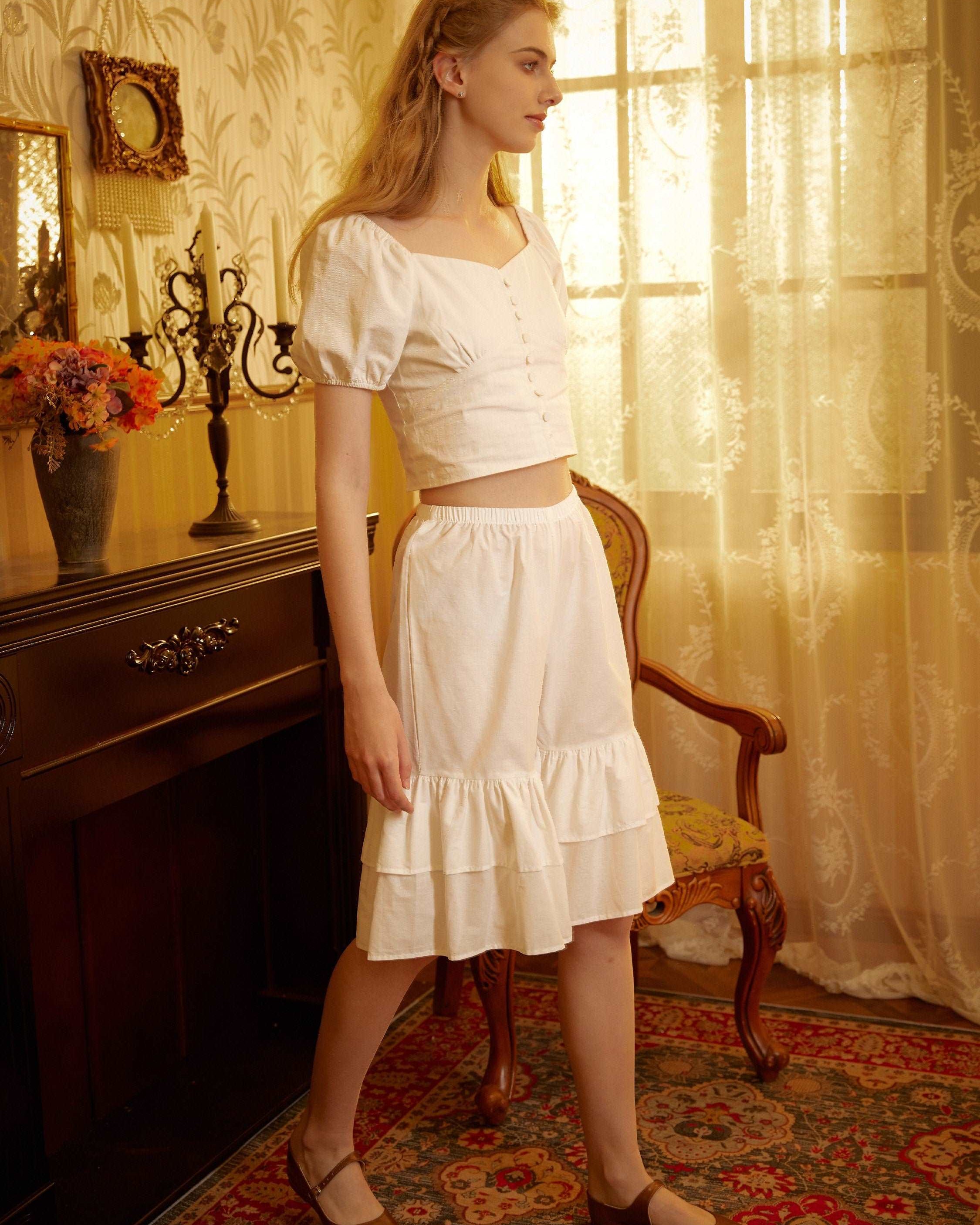 Cotton Bloomers Women Pantaloons Victorian Plus Size Bloomers Loungewear Bloomer Pants Pettipants with Ruffles