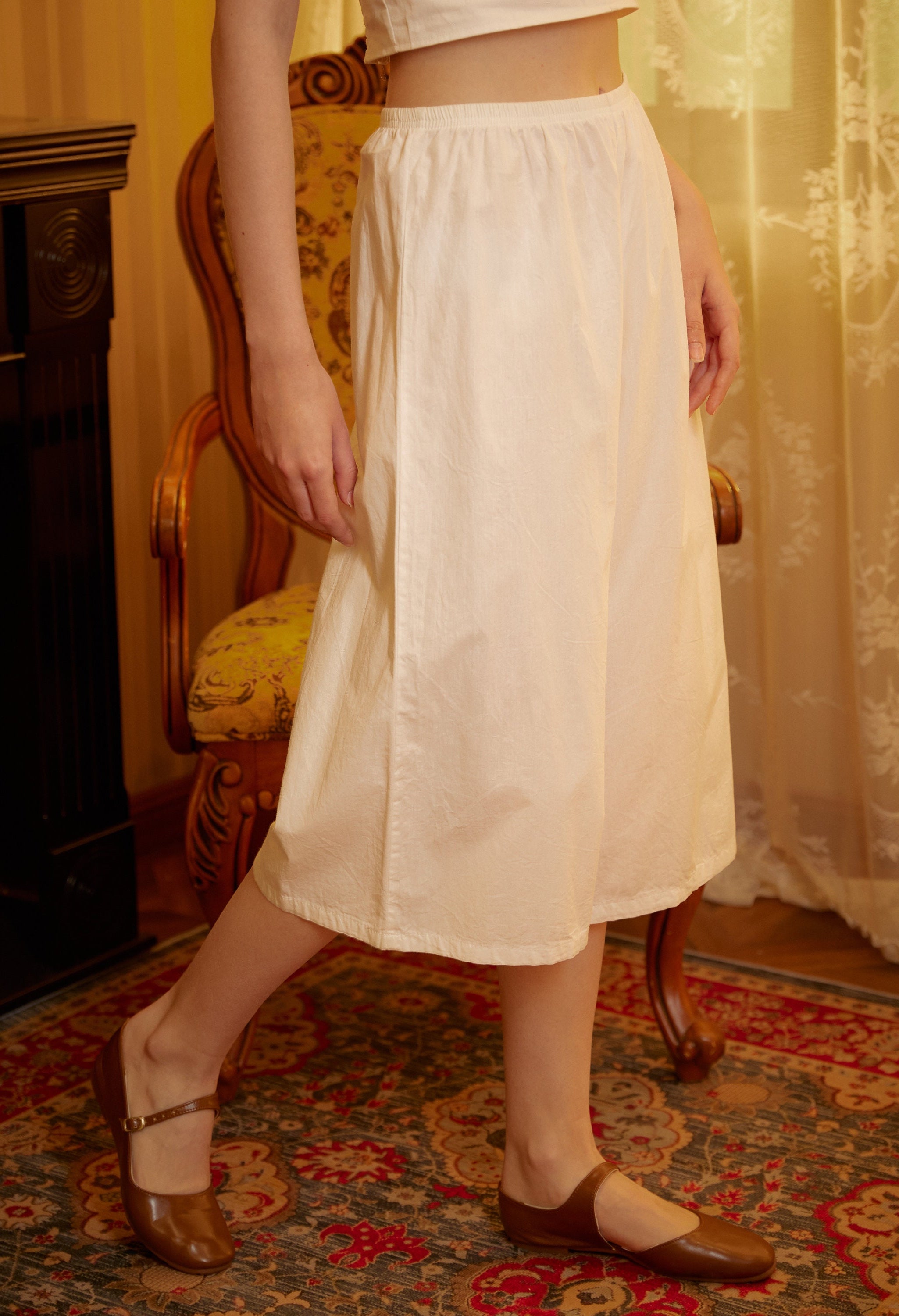 Women’s Bloomers Cotton Pettipants Cotton Culotte Slip Victorian Bloomer Pants Pajama Pantaloon Loungewear Ivory
