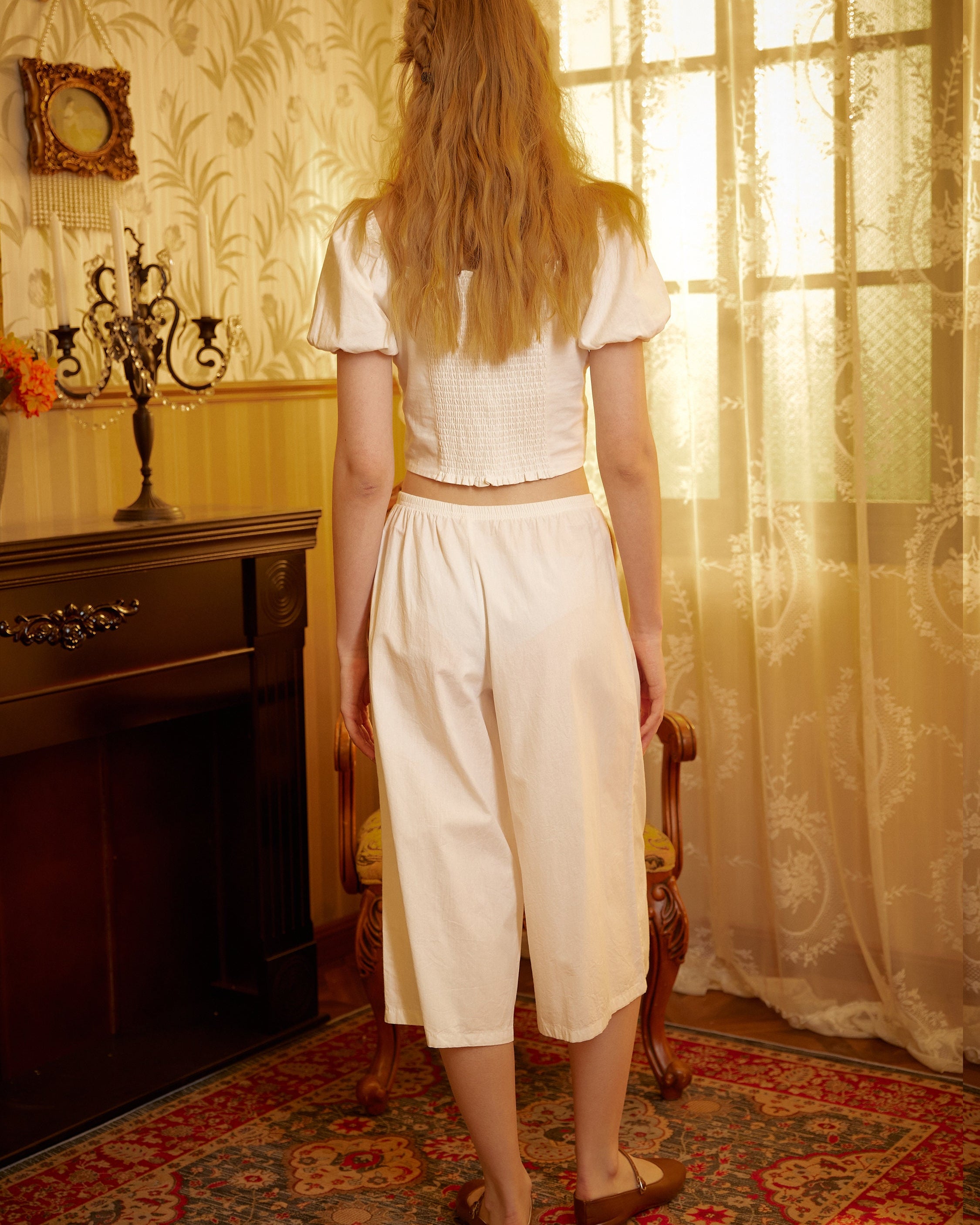 Women’s Bloomers Cotton Pettipants Cotton Culotte Slip Victorian Bloomer Pants Pajama Pantaloon Loungewear Ivory