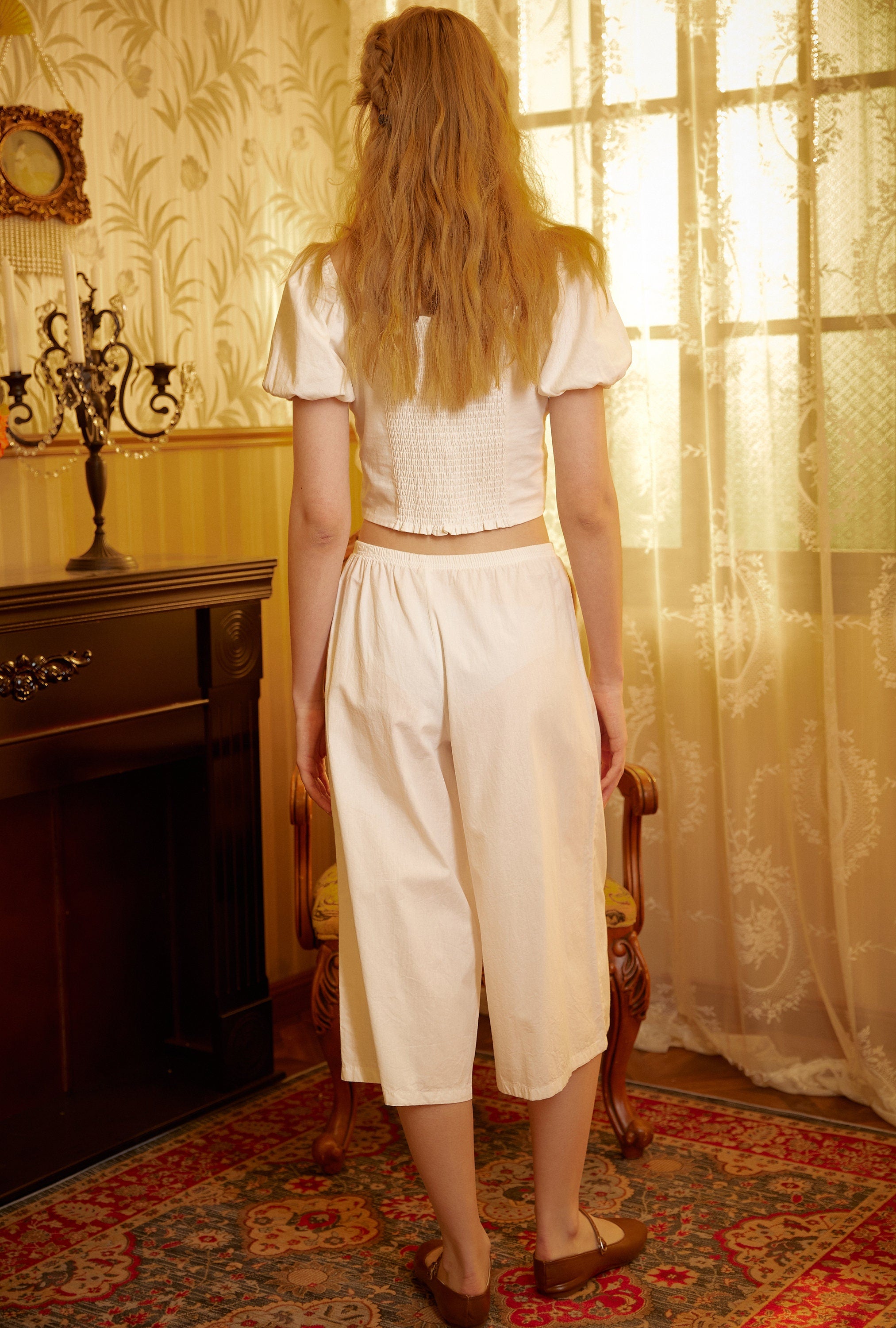 Women’s Bloomers Cotton Pettipants Cotton Culotte Slip Victorian Bloomer Pants Pajama Pantaloon Loungewear Ivory