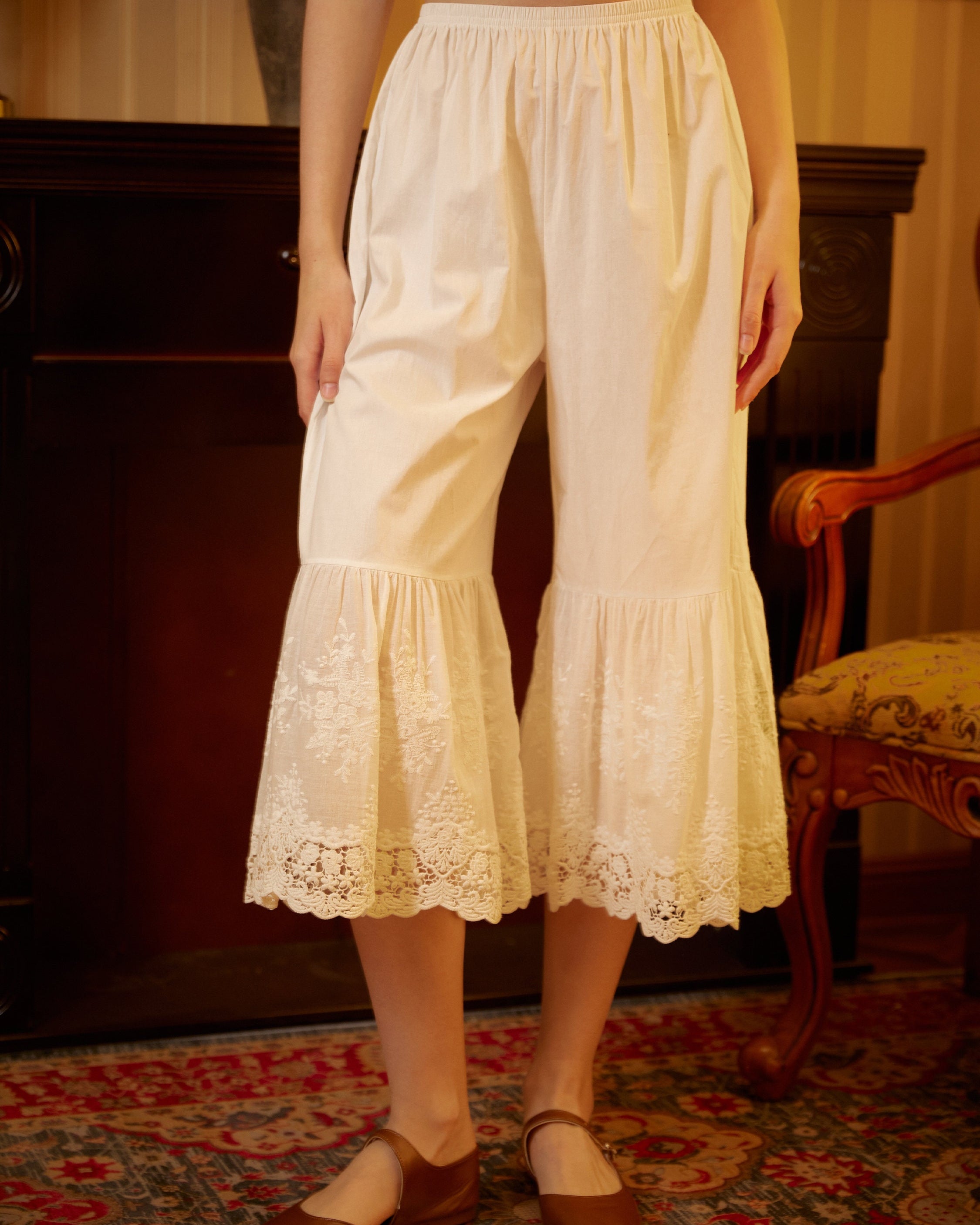 Women’s Bloomers Lace Cotton Bloomers Plus size Edwardian Bloomer Pants Pantaloons Victorian Pettipants Ivory Cream