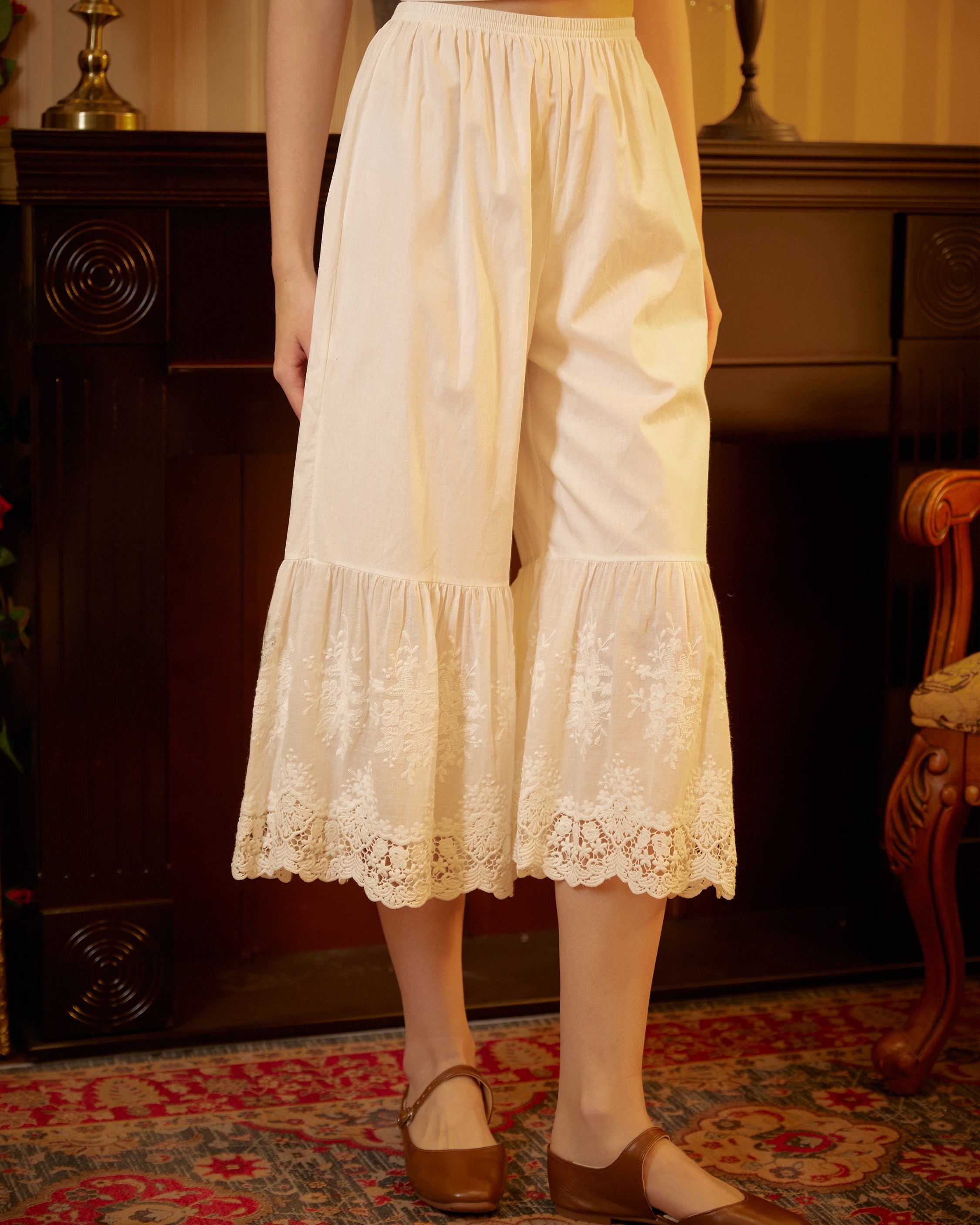 Women’s Bloomers Lace Cotton Bloomers Plus size Edwardian Bloomer Pants Pantaloons Victorian Pettipants Ivory Cream