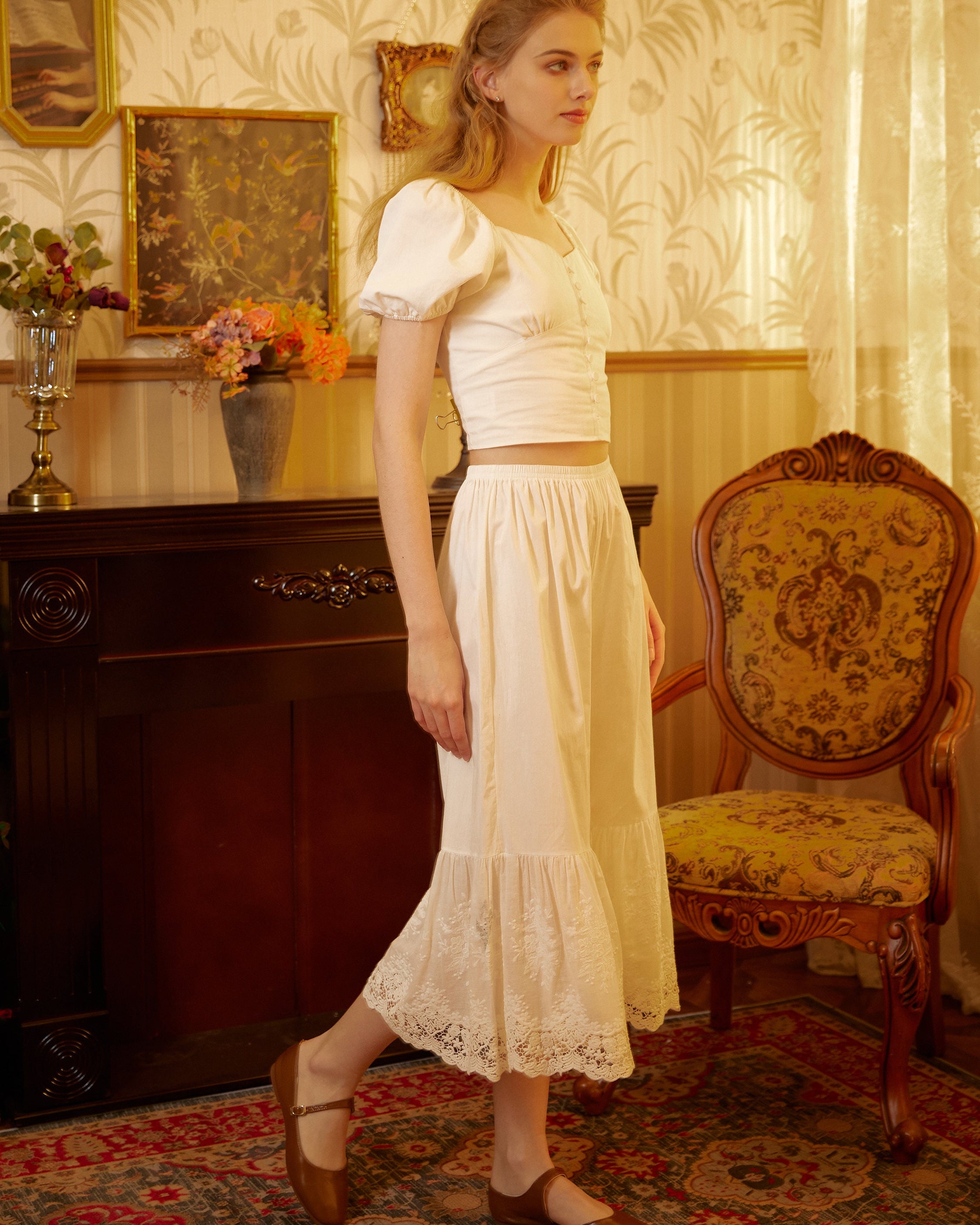 Women’s Bloomers Lace Cotton Bloomers Plus size Edwardian Bloomer Pants Pantaloons Victorian Pettipants Ivory Cream