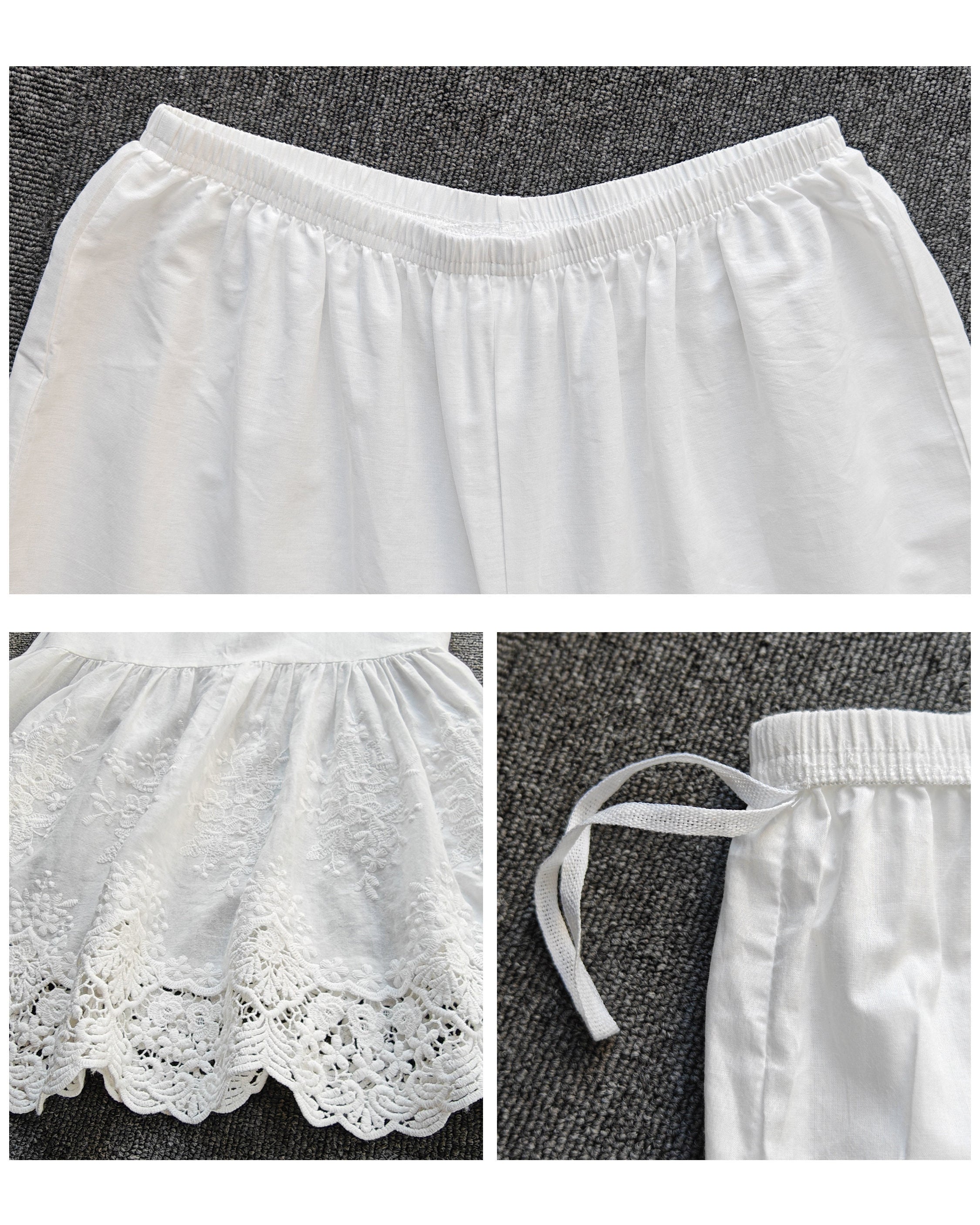 Women’s Bloomers Lace Cotton Bloomers Plus size Edwardian Bloomer Pants Pantaloons Victorian Pettipants Ivory Cream