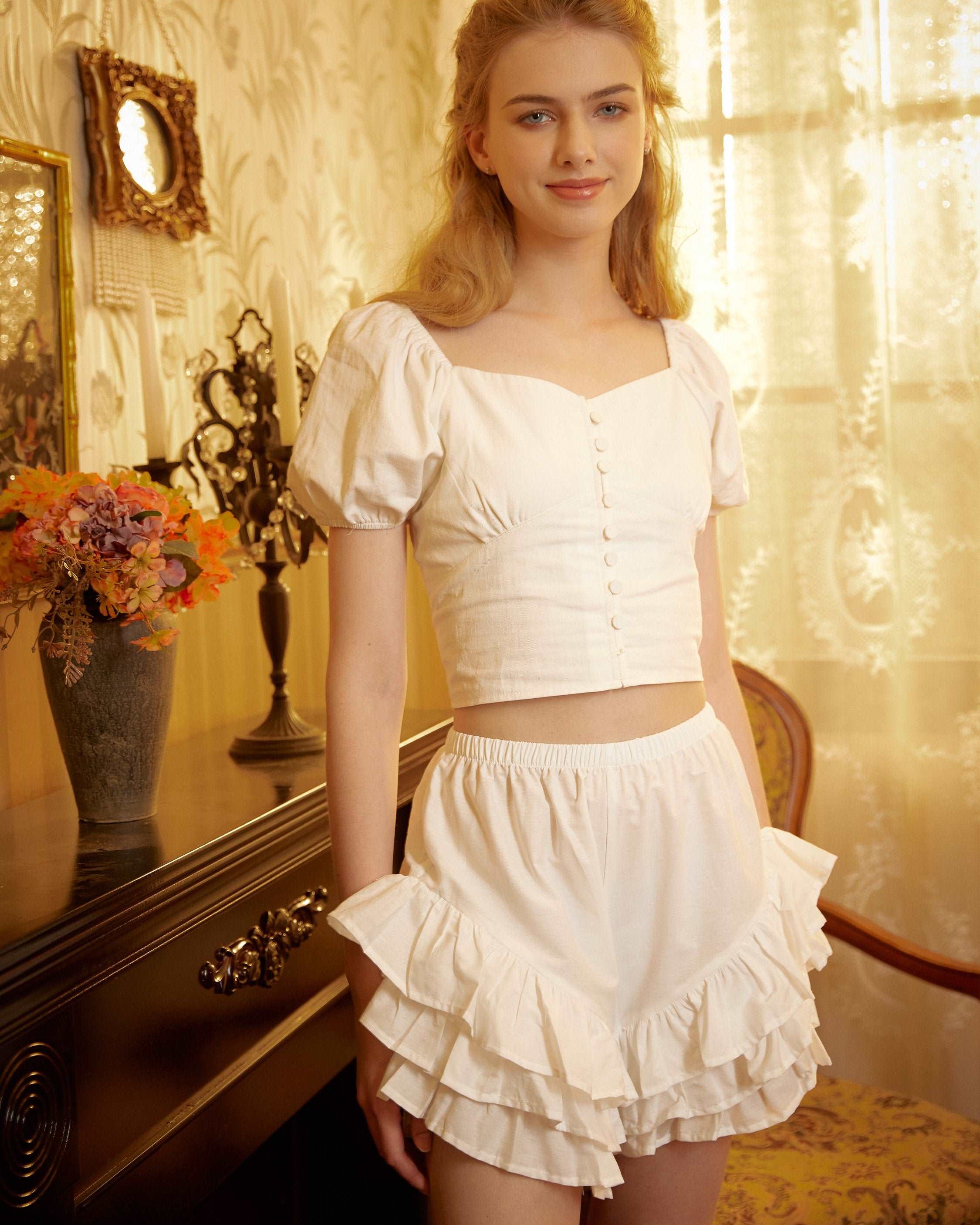 Cotton Bloomers Women Bloomer Shorts Pantaloons Victorian Frilly Bloomers Pajama Summer Shorts Pettipants Ivory Cream Black