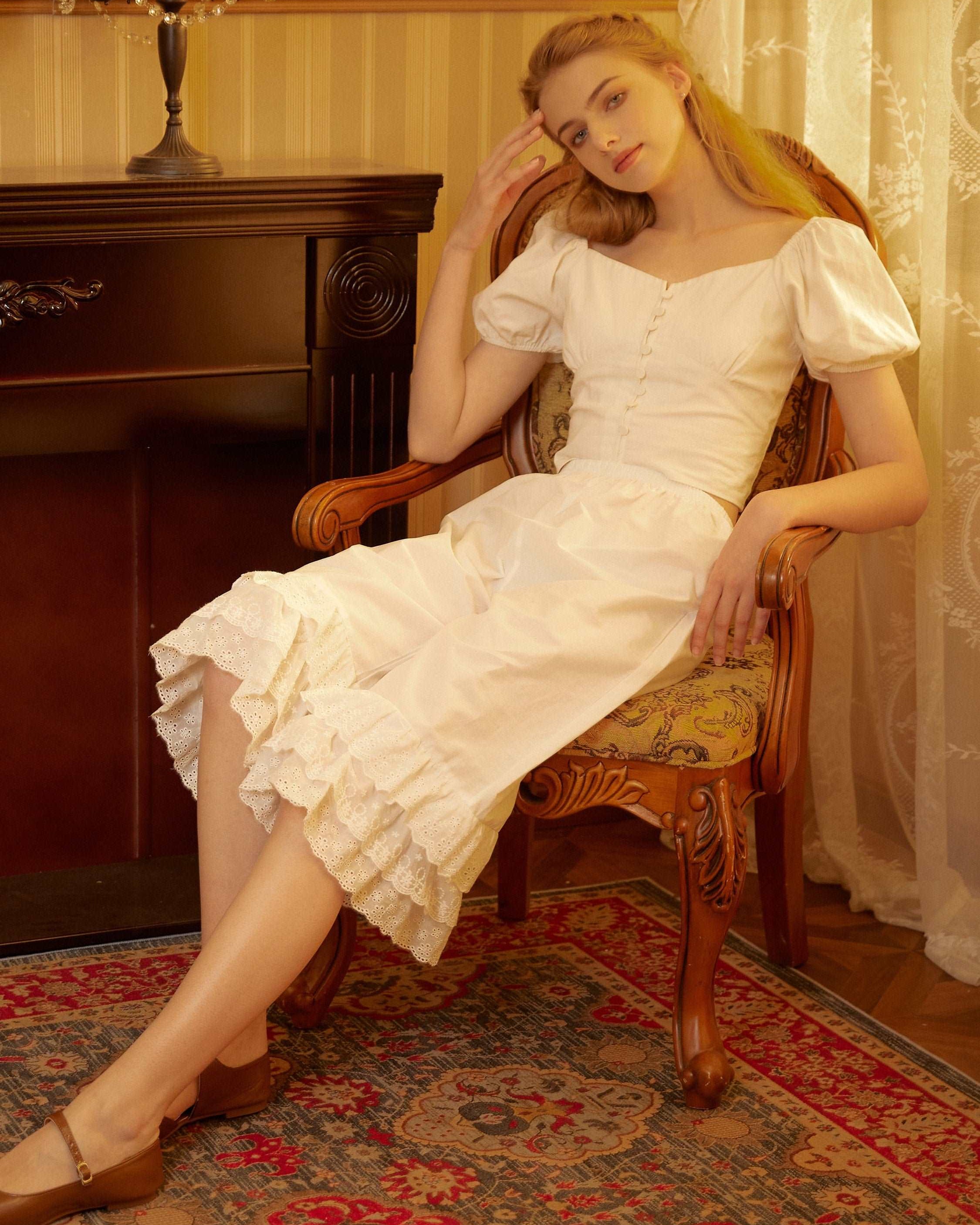 Cotton Bloomers Women Pantaloons Victorian Plus Size Bloomers Culottes Cropped Pants Loungewear Pettipants with Tiered Lace Edge