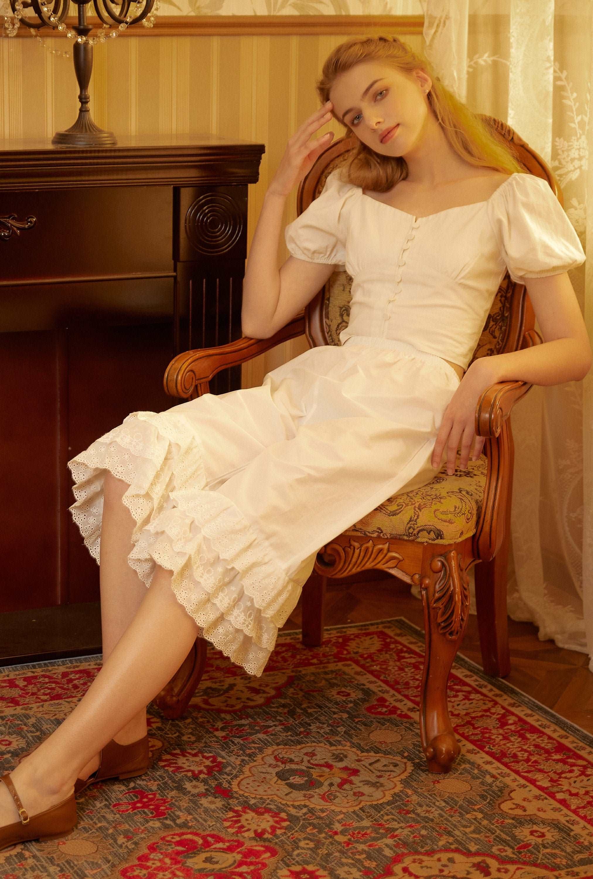 Cotton Bloomers Women Pantaloons Victorian Plus Size Bloomers Culottes Cropped Pants Loungewear Pettipants with Tiered Lace Edge