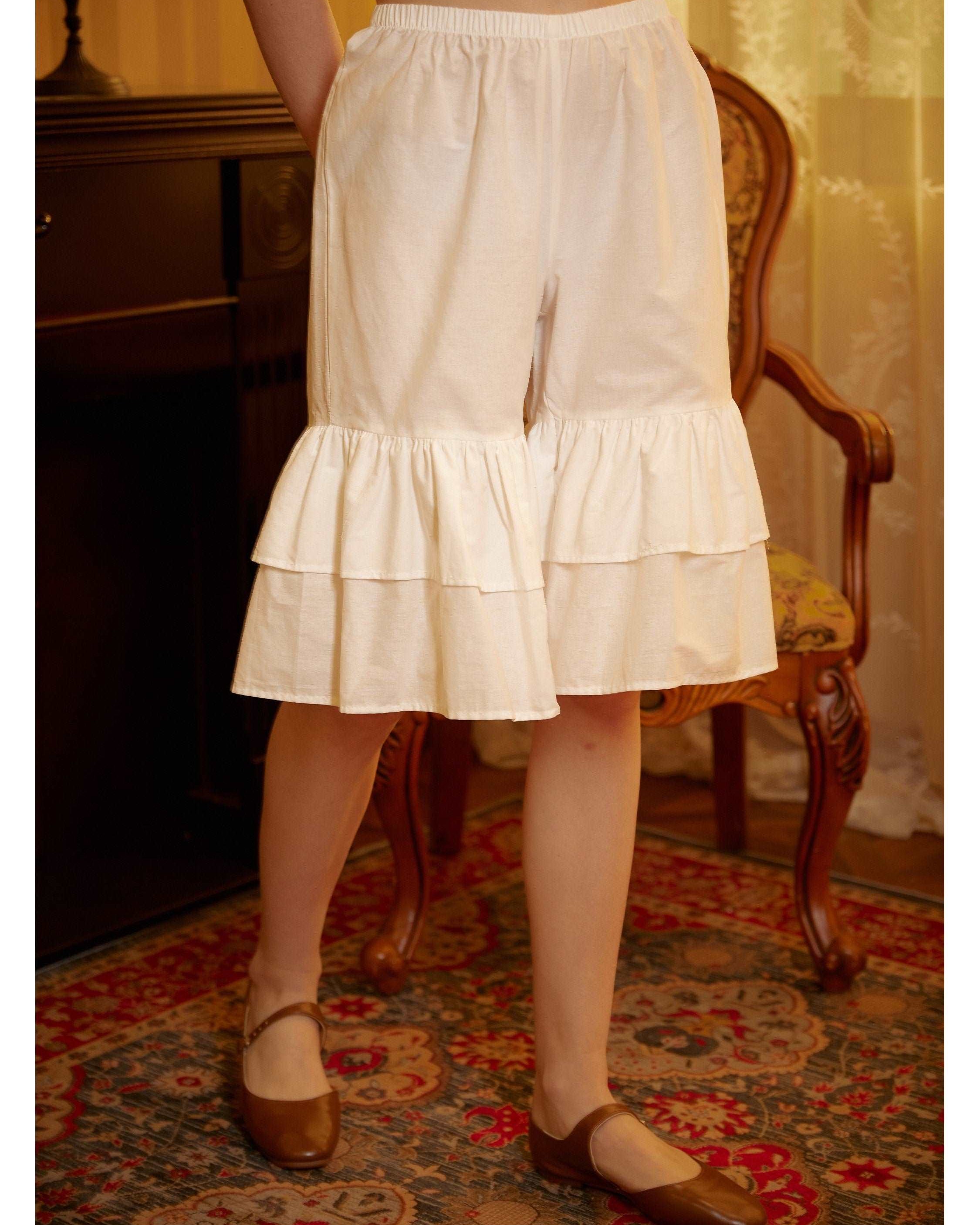 Cotton Bloomers Women Pantaloons Victorian Plus Size Bloomers Loungewear Bloomer Pants Pettipants with Ruffles