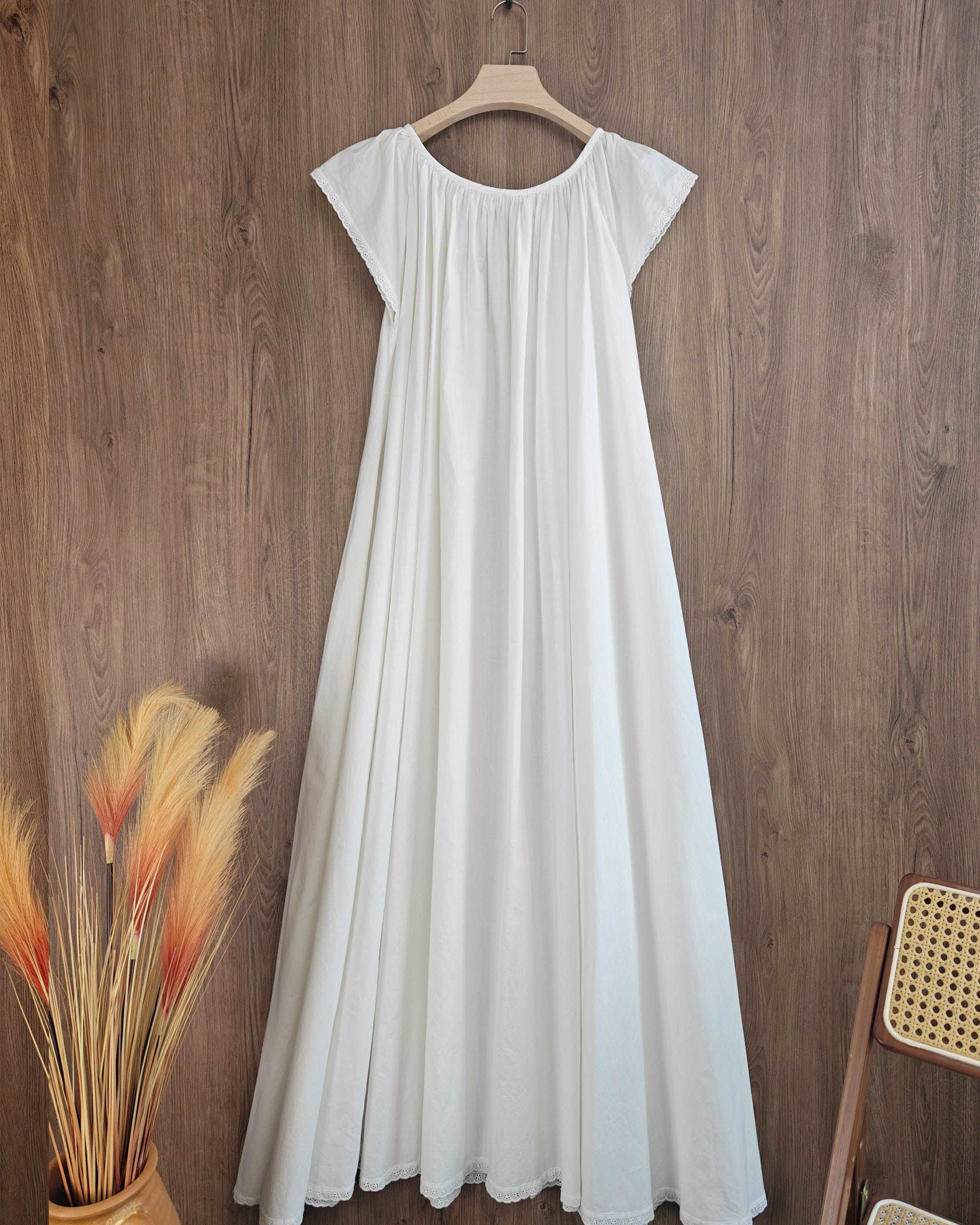 Nightgown Cotton Victorian Nightgown Plus Size White Long Sleepwear Nachthemd Floor Length