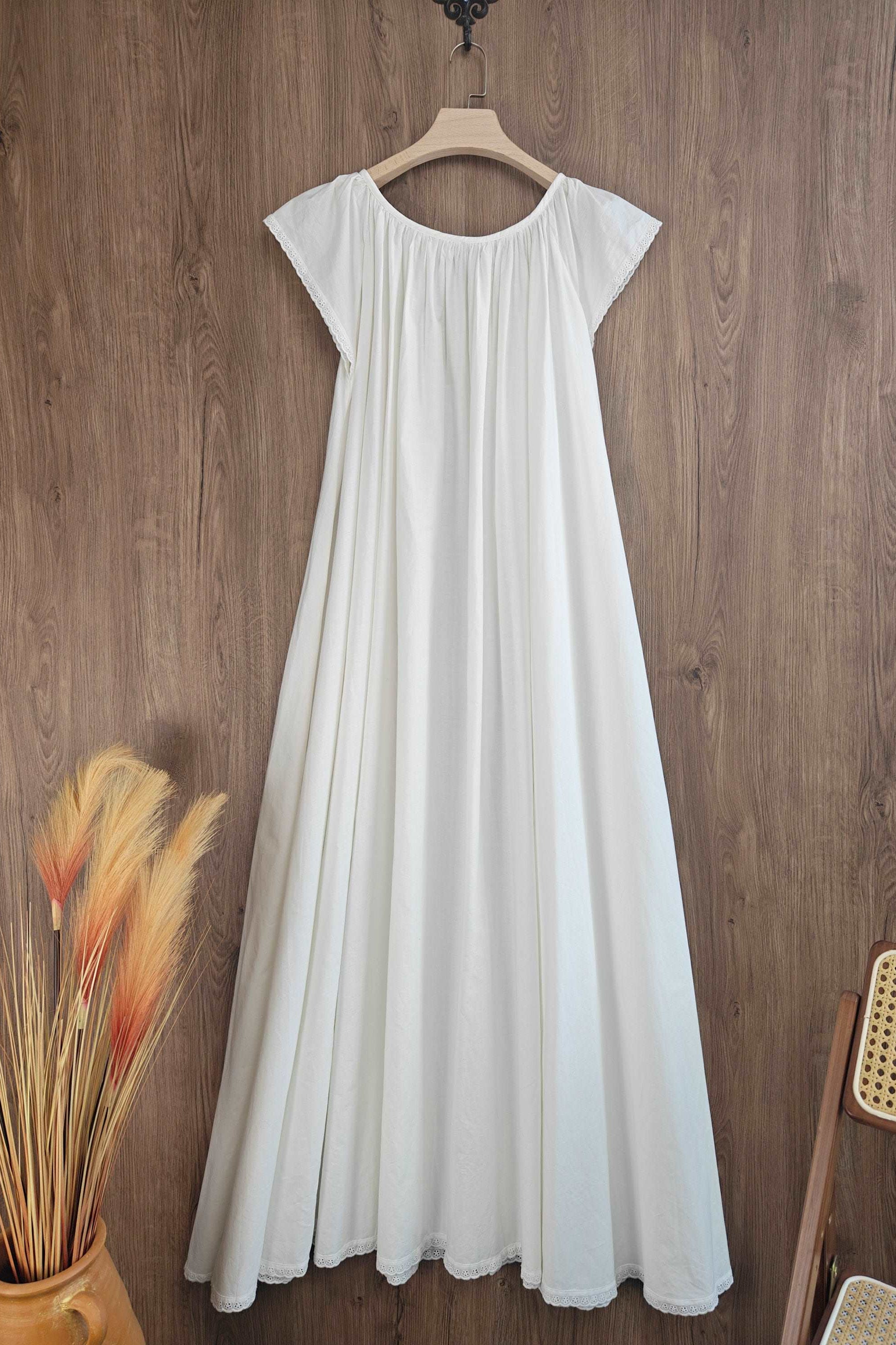 Nightgown Cotton Victorian Nightgown Plus Size White Long Sleepwear Nachthemd Floor Length